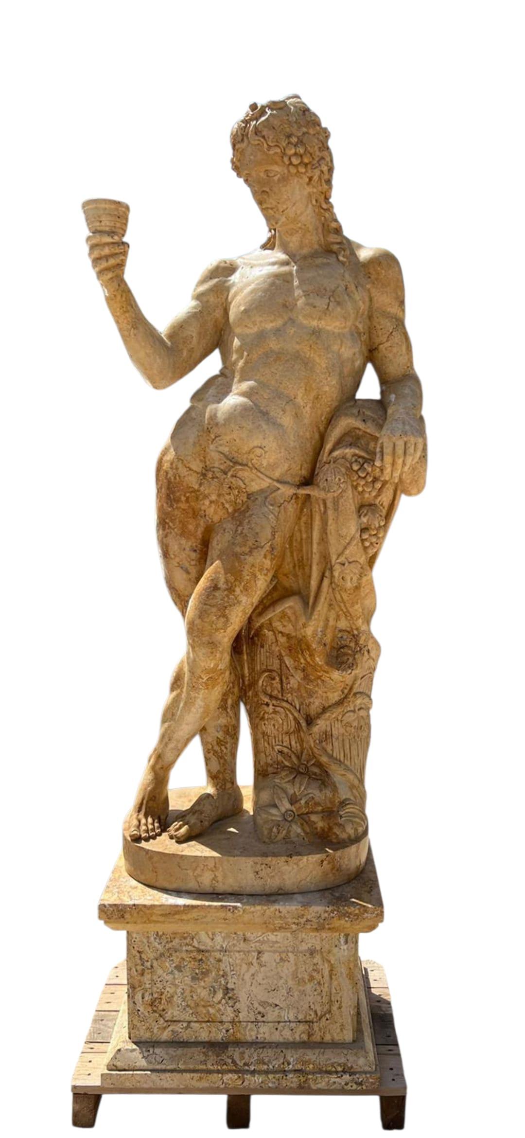 Four Hand-Carved Italian Marble Statues Representing the Four Seasons, 220 cm In Good Condition For Sale In Madrid, ES