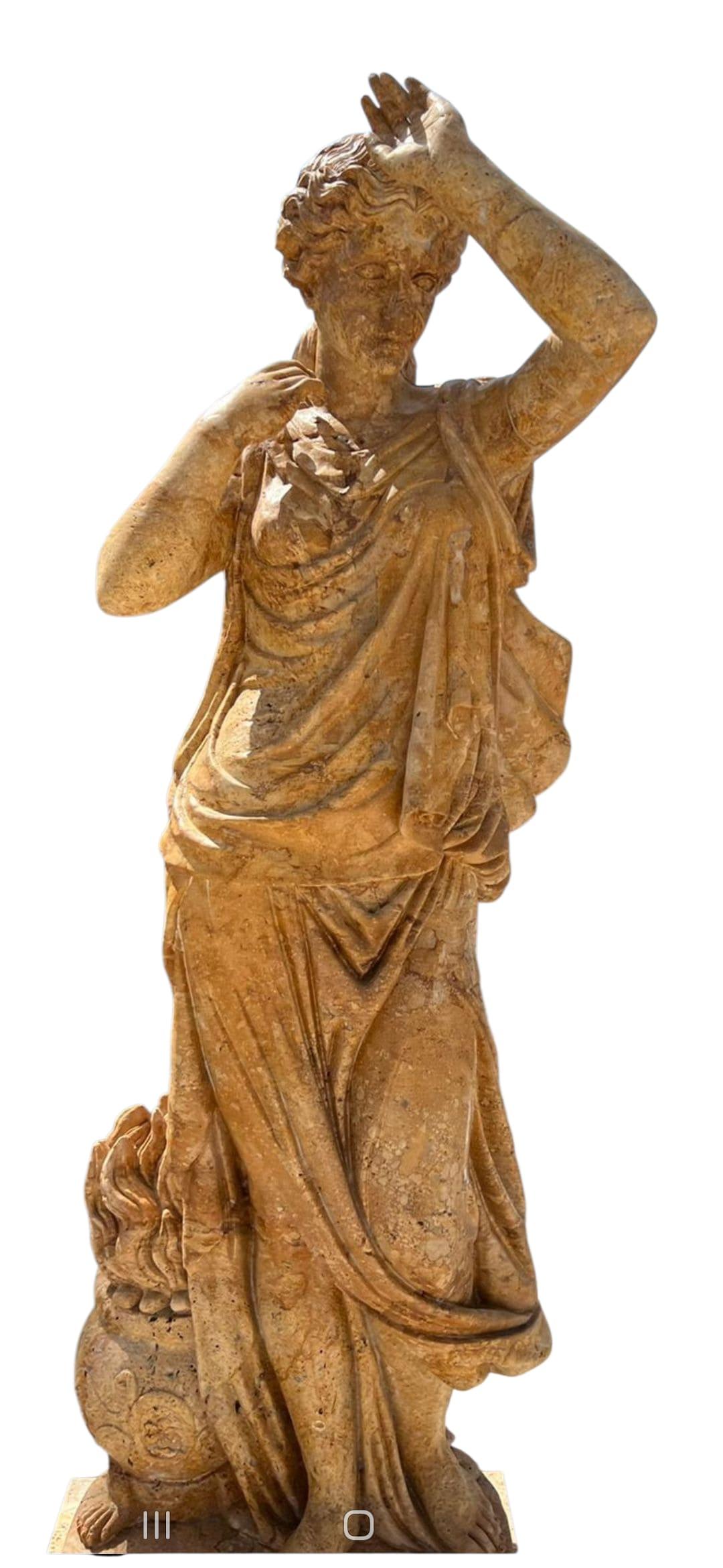 Late 20th Century Four Hand-Carved Italian Marble Statues Representing the Four Seasons, 220 cm For Sale