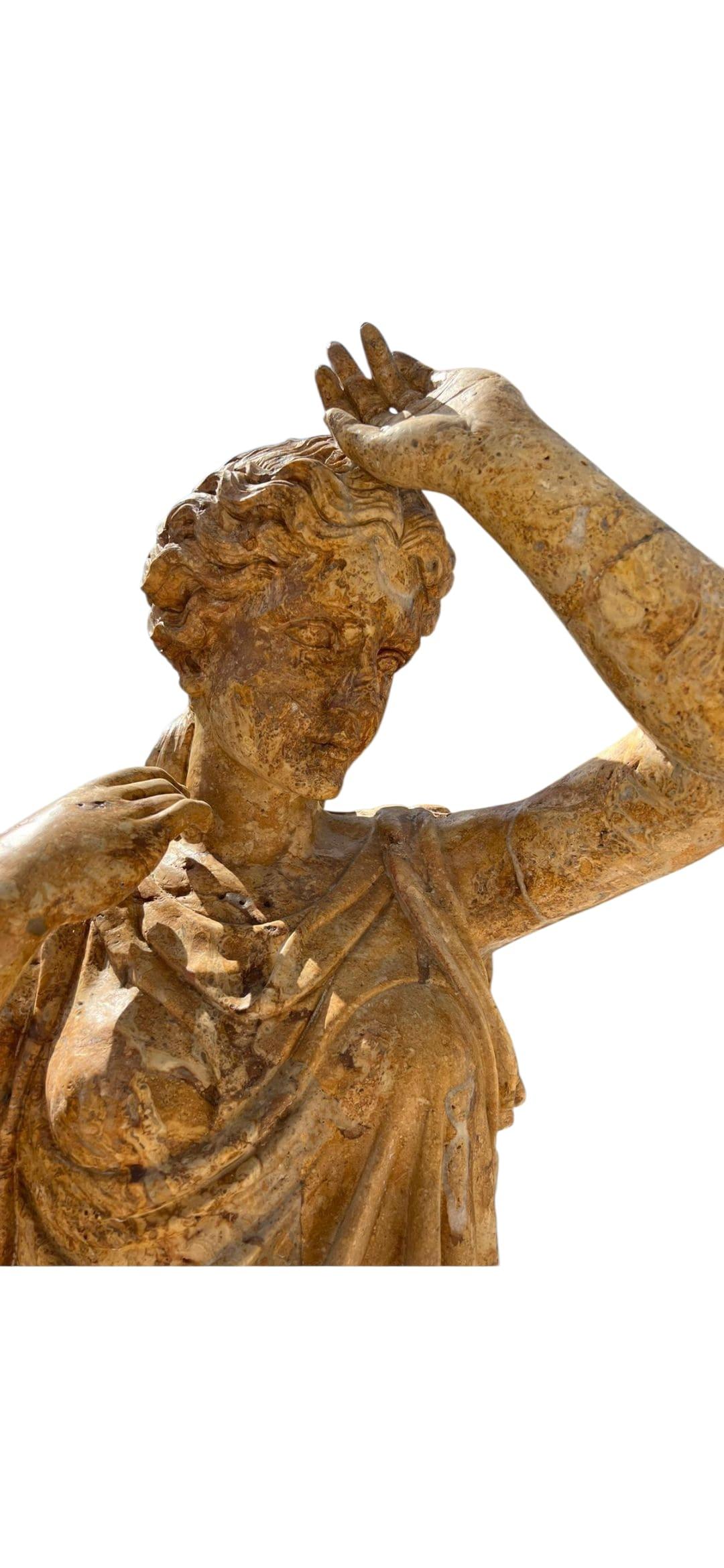 Four Hand-Carved Italian Marble Statues Representing the Four Seasons, 220 cm For Sale 3