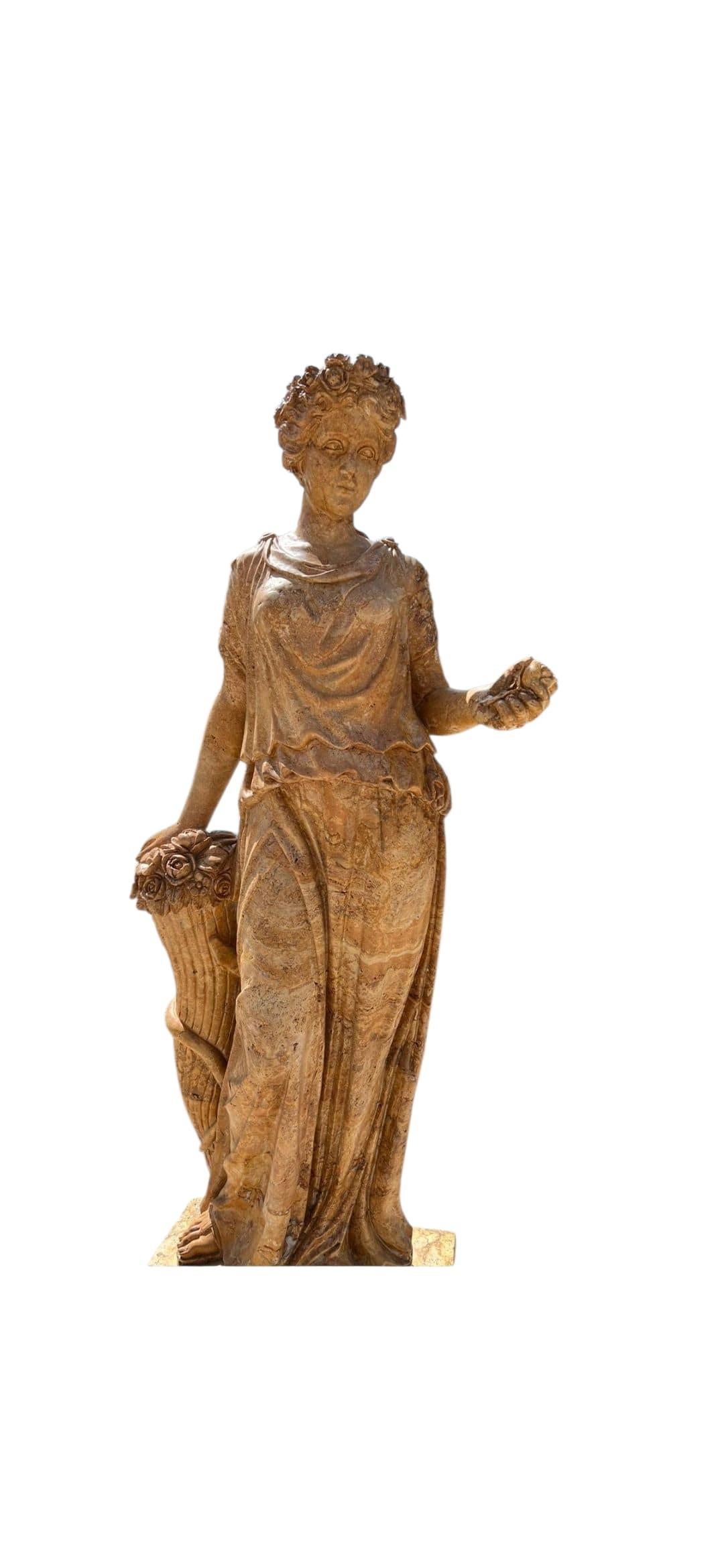 Four Hand-Carved Italian Marble Statues Representing the Four Seasons, 220 cm For Sale 4