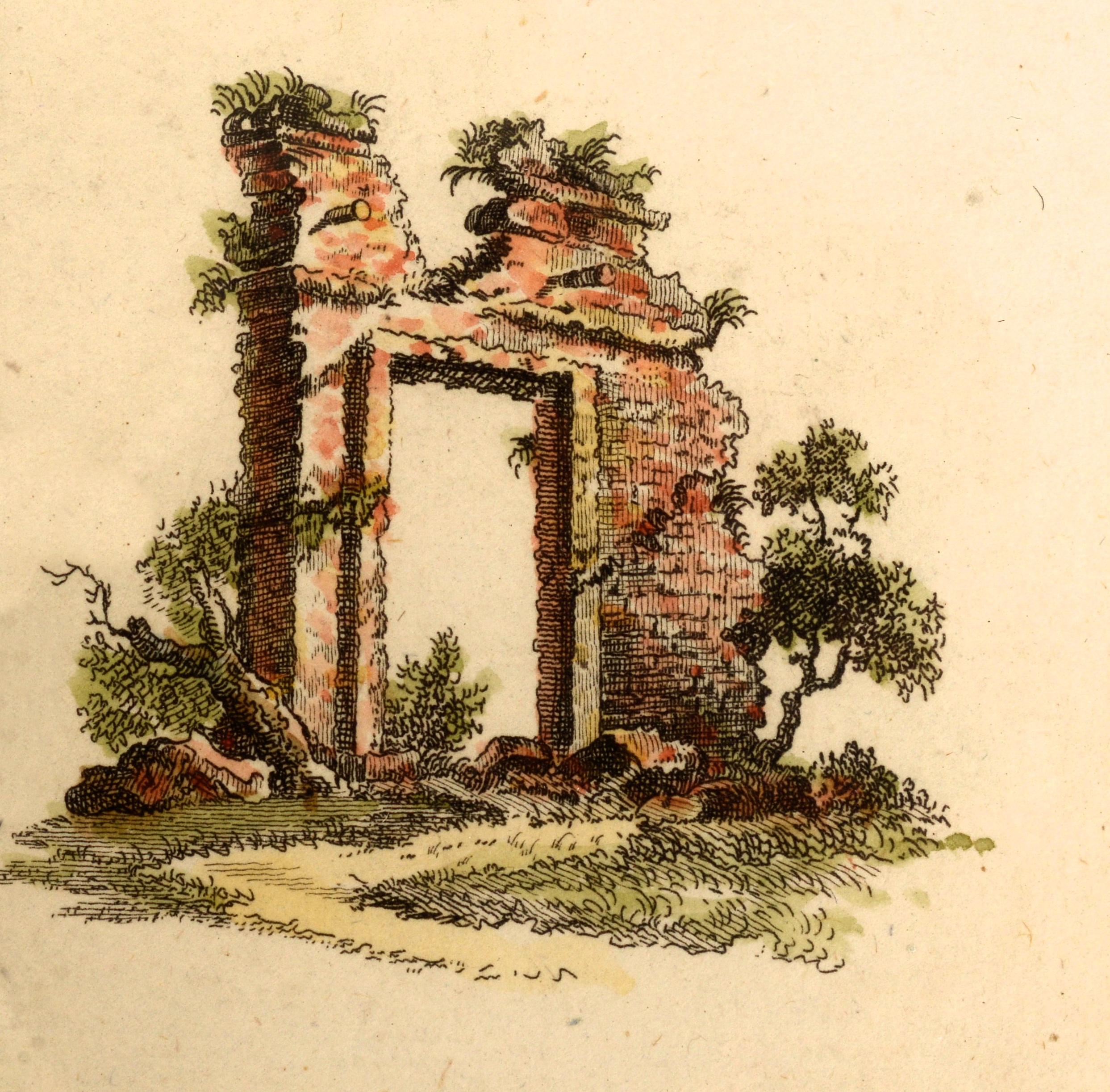 Four Hand Colored Antique Engravings of Garden Architecture by Van Laar, c1802 For Sale 6
