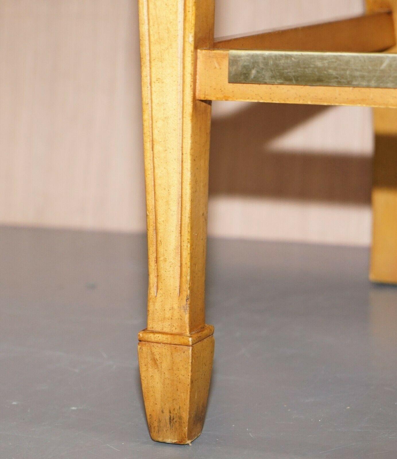 20th Century Four Hand Dyed Brown Leather MALONE & Hancock High Bar Stools Hardwood Framed