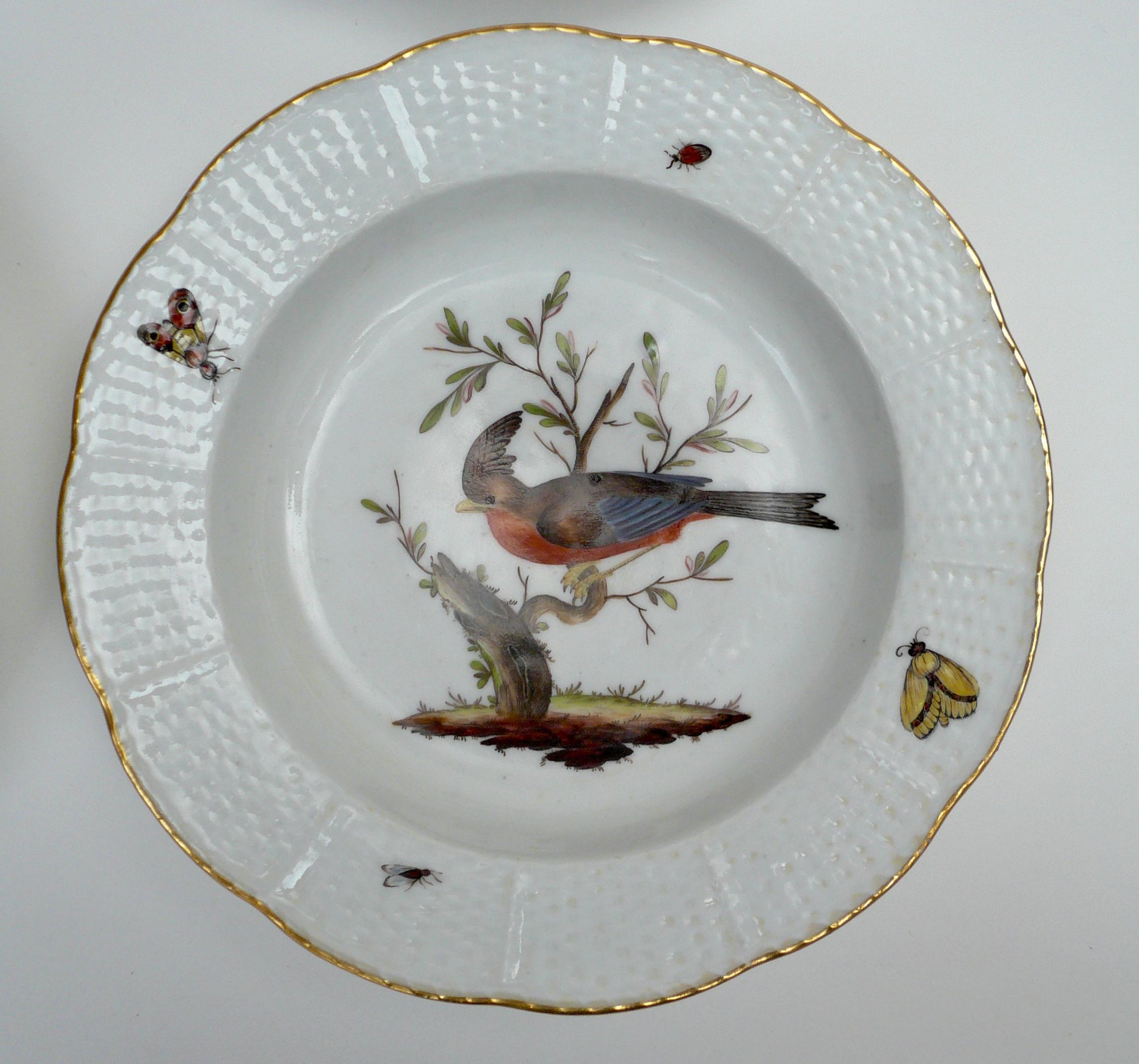 Neoclassical Four Hand Painted Amstel Porcelain Plates