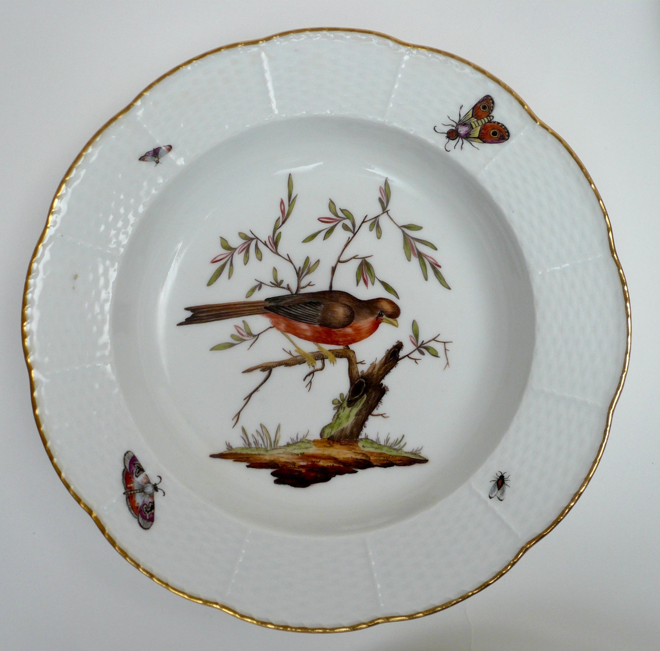 Hand-Painted Four Hand Painted Amstel Porcelain Plates