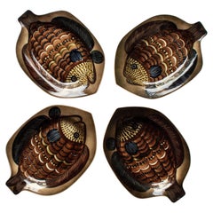 Four Hand-Painted Wall Plates by Gunvor Olin-Grönqvist for Arabia Atelier