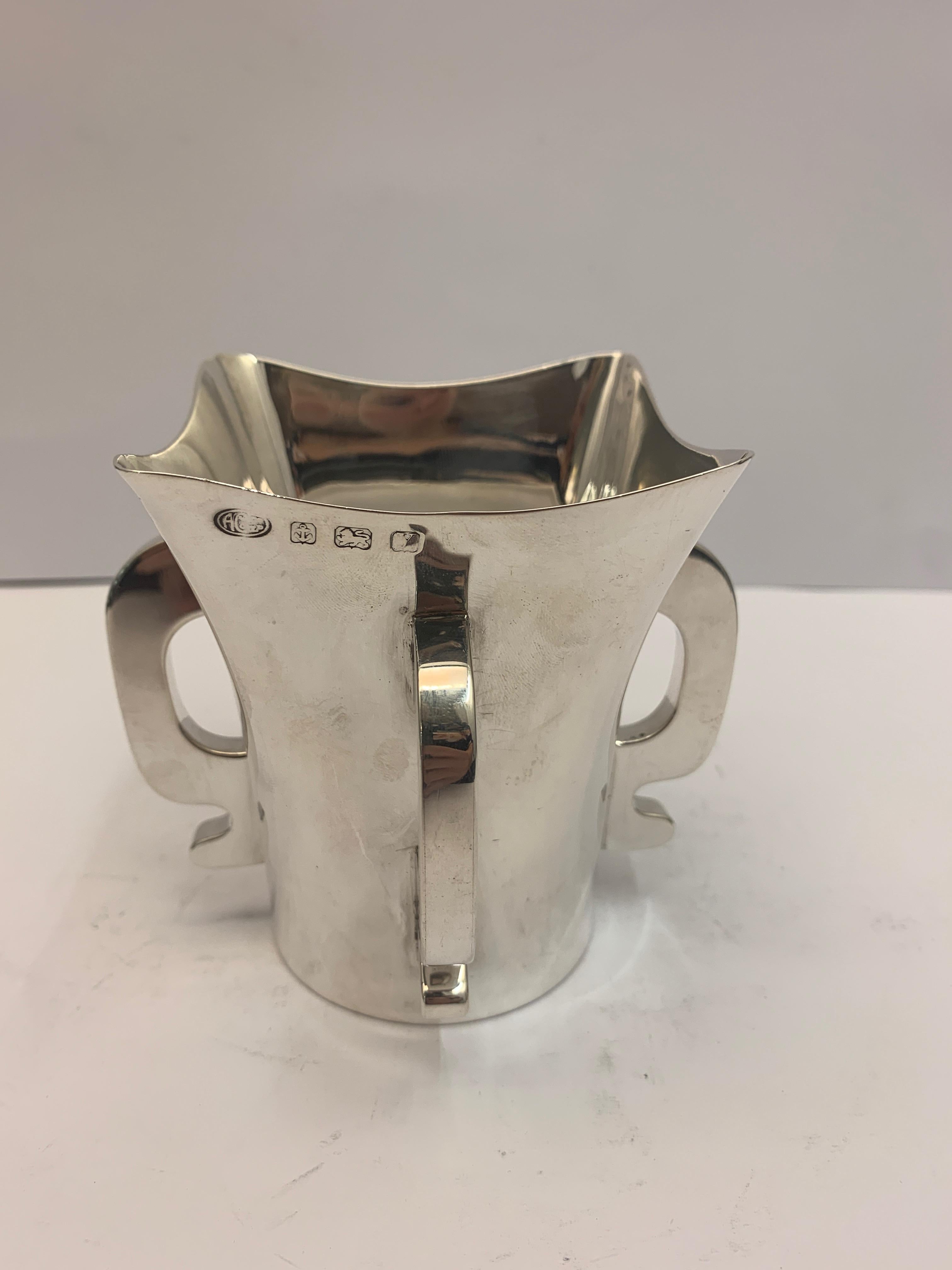 Early 20th Century Four Handled Solid Silver Tygs Cup, 1923 For Sale