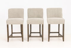 Set of Three Four Hands Aria Bar Stools with Jute Upholstery