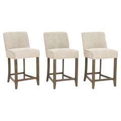 Set of Three Four Hands Aria Bar Stools with Jute Upholstery