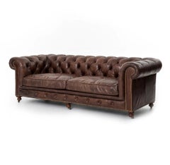 Four Hands Cigar Leather Conrad Chesterfield Sofa - 96”