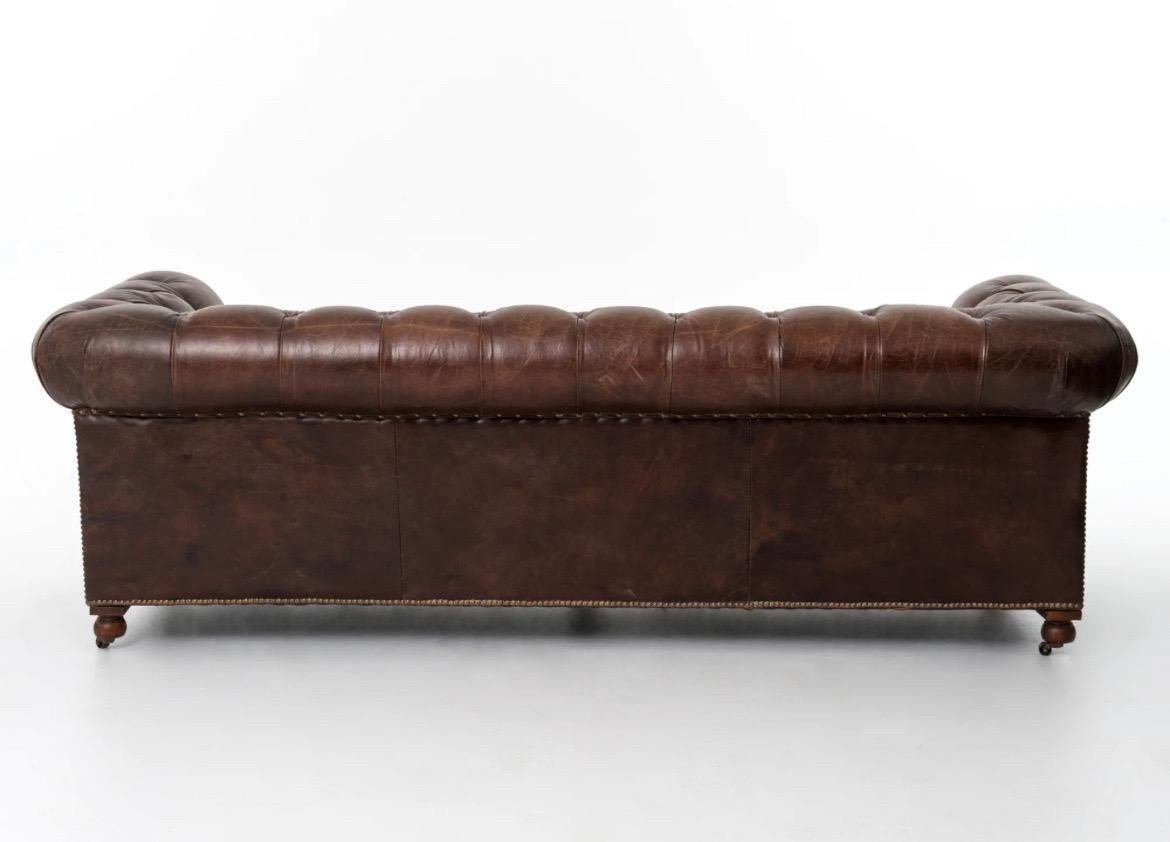 American Four Hands Cigar Leather Conrad Chesterfield Sofa - 96”