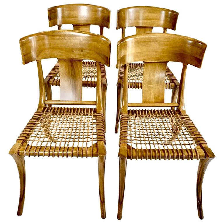 Four Handsome Neoclassical Klismos Chairs in the Manner of TH Robsjohn Gibbings