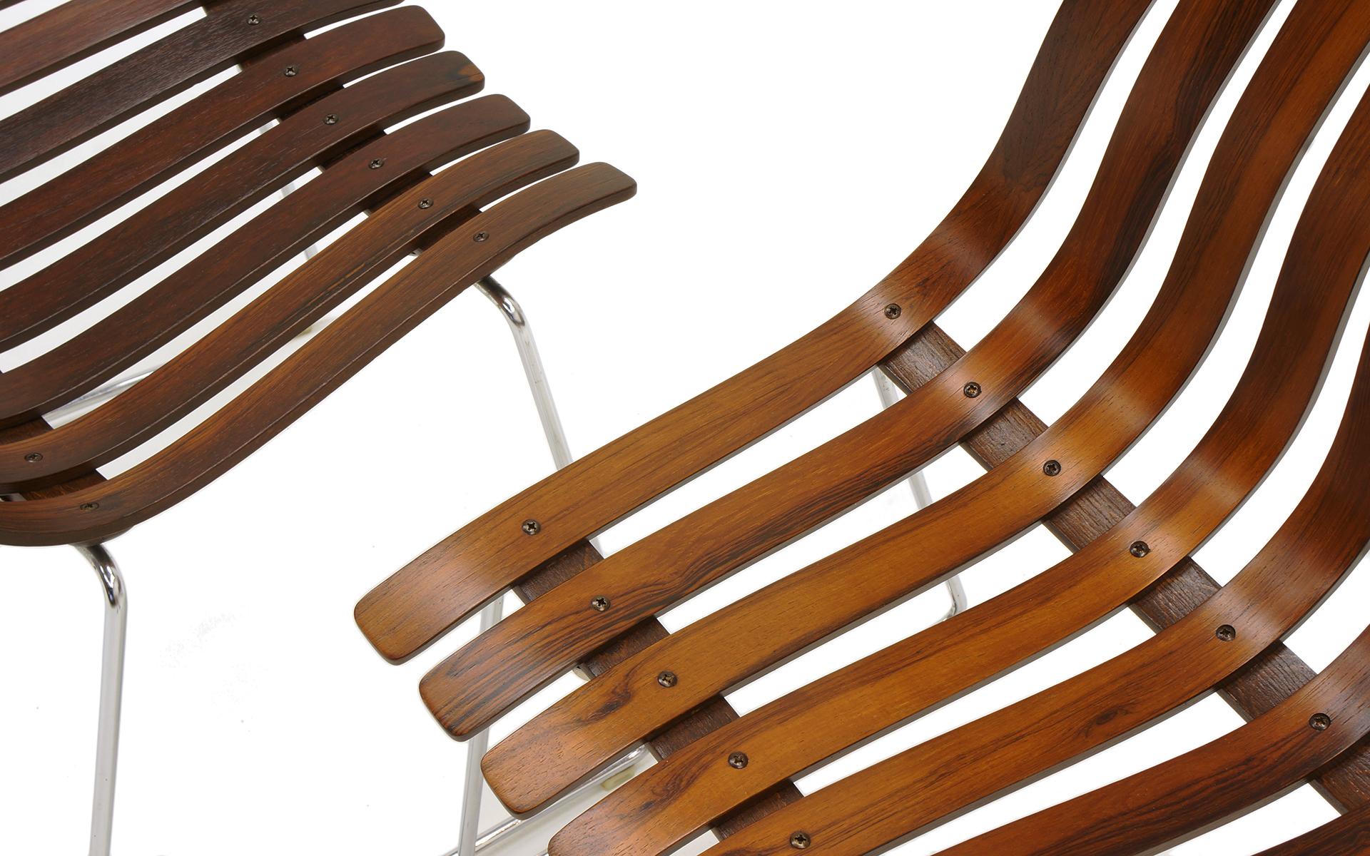 Chrome Four Hans Brattrud Rosewood Scandia Dining Chairs for Hove Mobler Norway