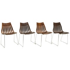 Four Hans Brattrud Rosewood Scandia Dining Chairs for Hove Mobler Norway