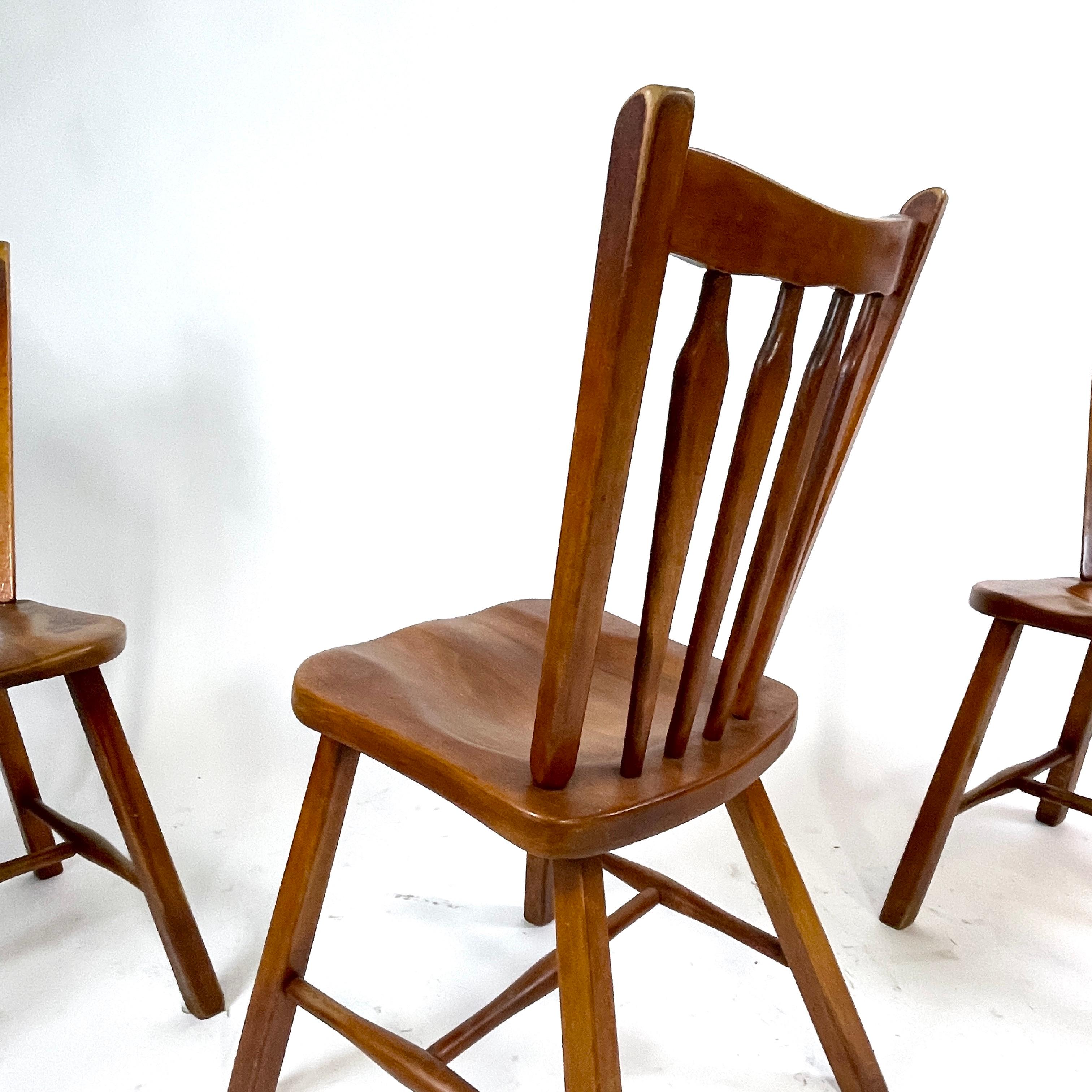 Four Hard Rock Vermont Maple Americana Dining Chairs, Herman DeVries for Cushman 12