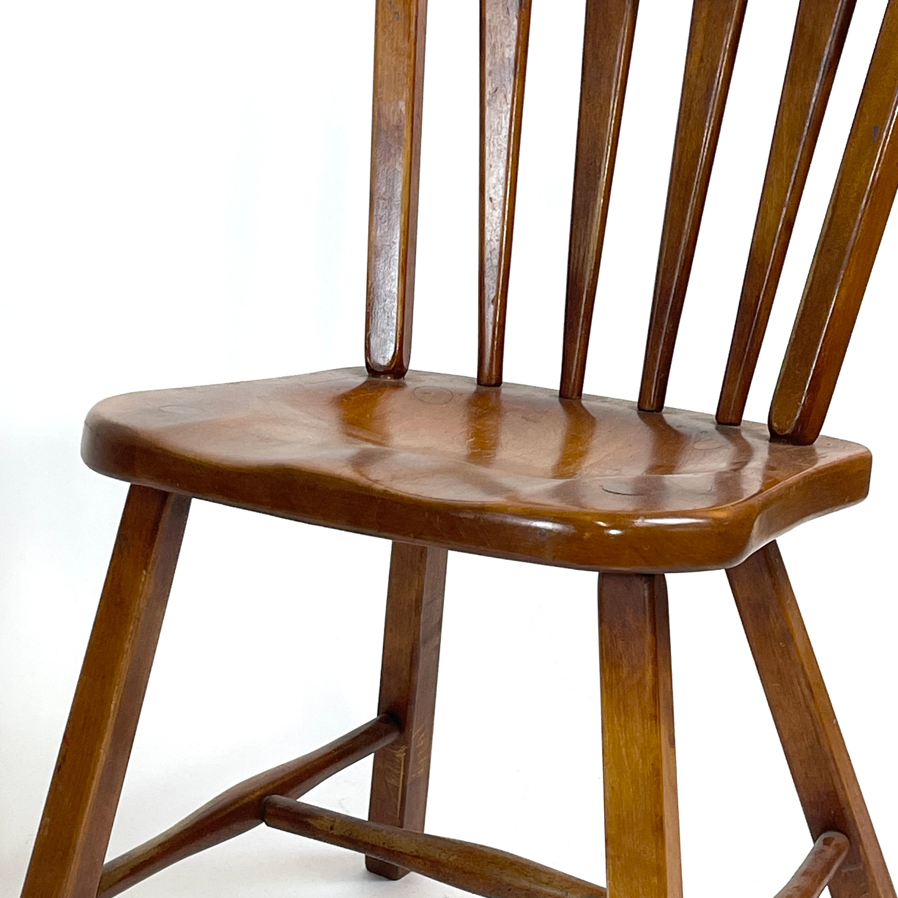 Four Hard Rock Vermont Maple Americana Dining Chairs, Herman DeVries for Cushman 13