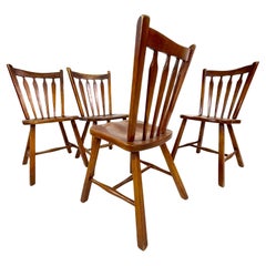 Vintage Four Hard Rock Vermont Maple Americana Dining Chairs, Herman DeVries for Cushman