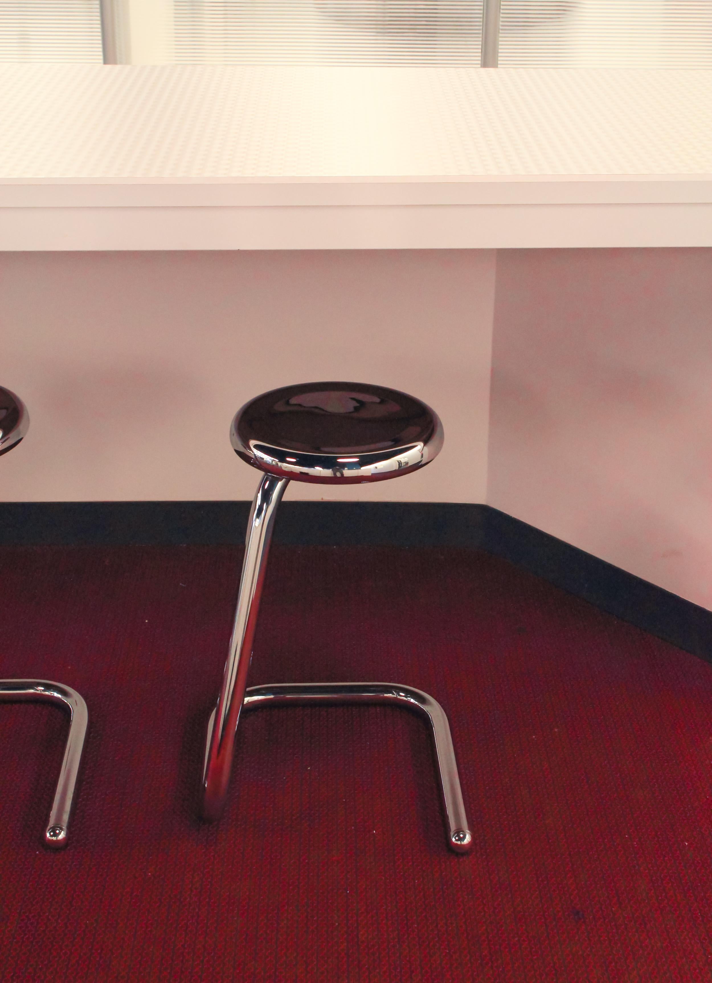 Plated Four Haworth Chromed Steel Paper Clip Stools 24