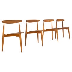 Four 'Heart' Dining Chairs by Hans Wegner Model FH4103 for Fritz Hansen, 1950s