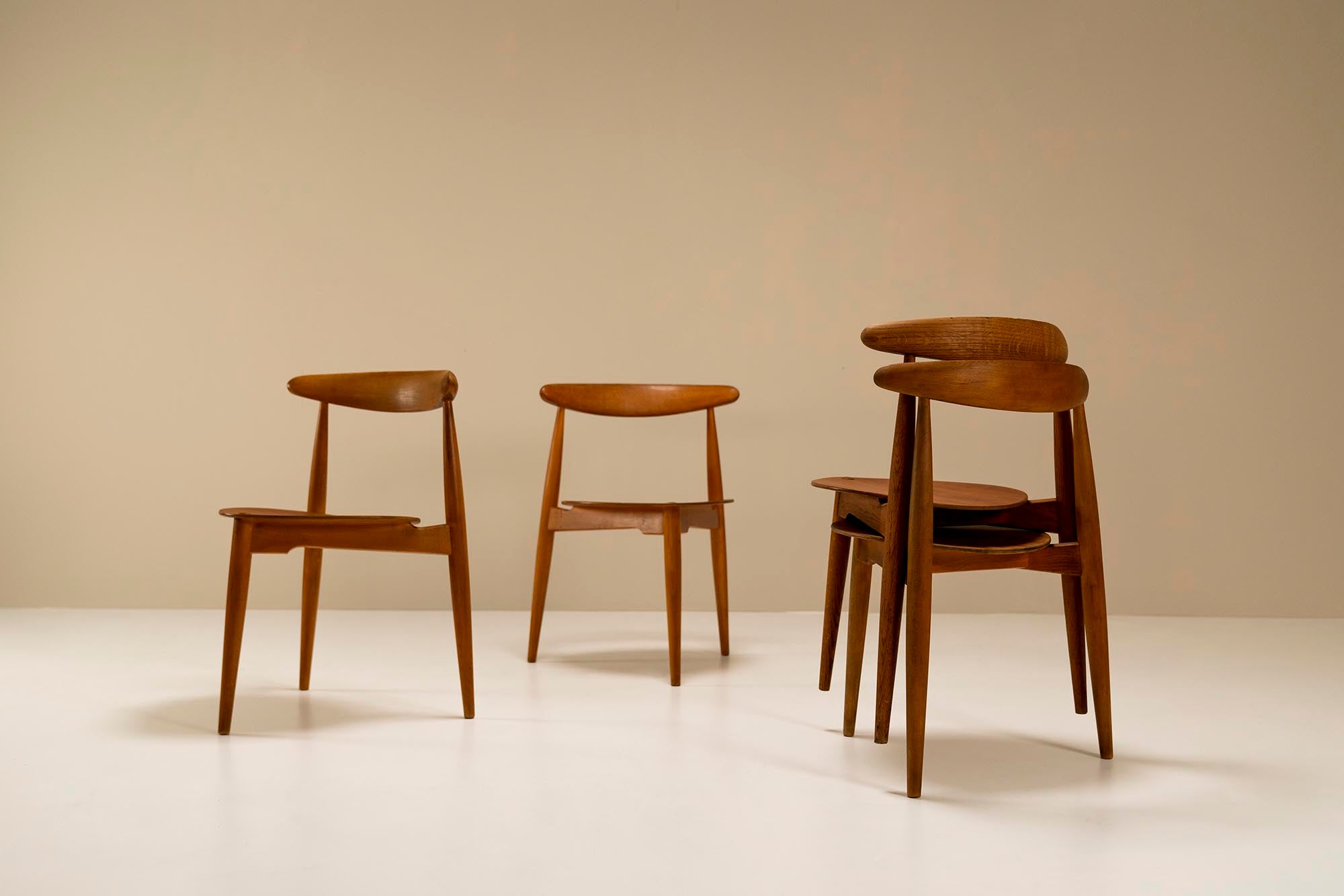 Four 'Heart' Dining Chairs by Hans Wegner Model FH4103 for Fritz Hansen, 1950s