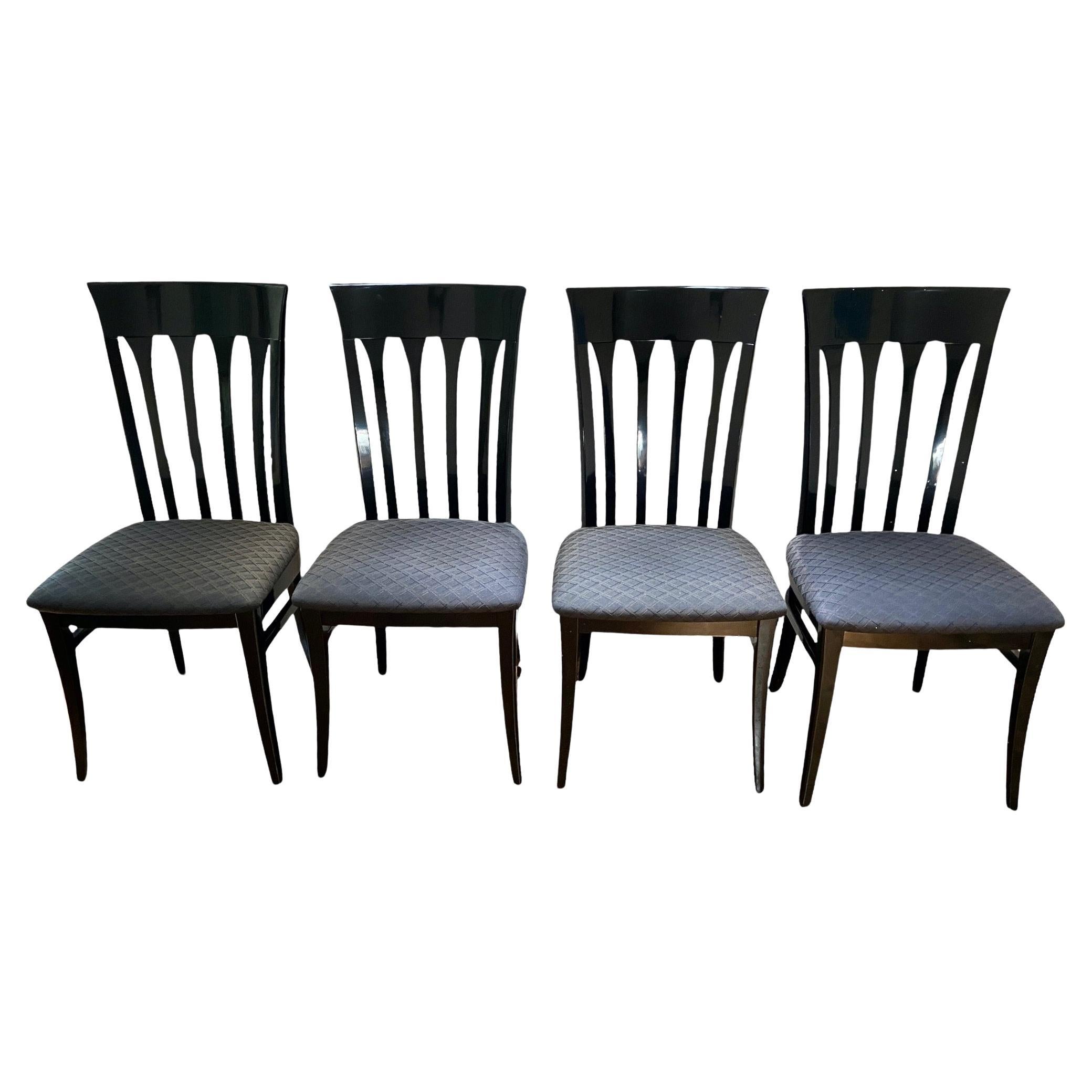 Four Heavy Mid Century Italian Lacquered Dining Chairs For Sale