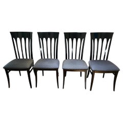 Four Heavy Mid Century Italian Lacquered Dining Chairs