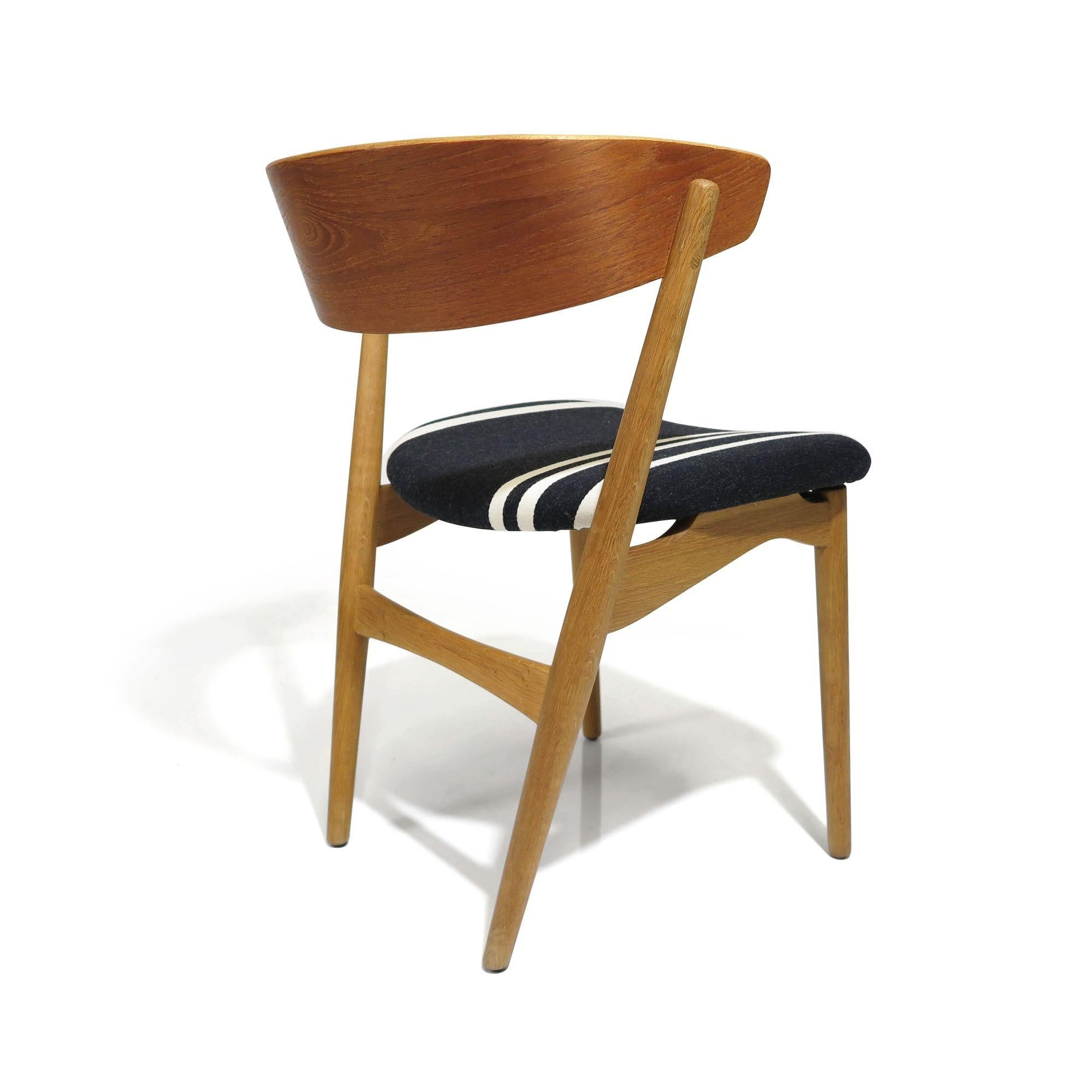 Scandinavian Modern Four Helge Sibast for Sibast Møbler Teak Oak Dining Chairs For Sale