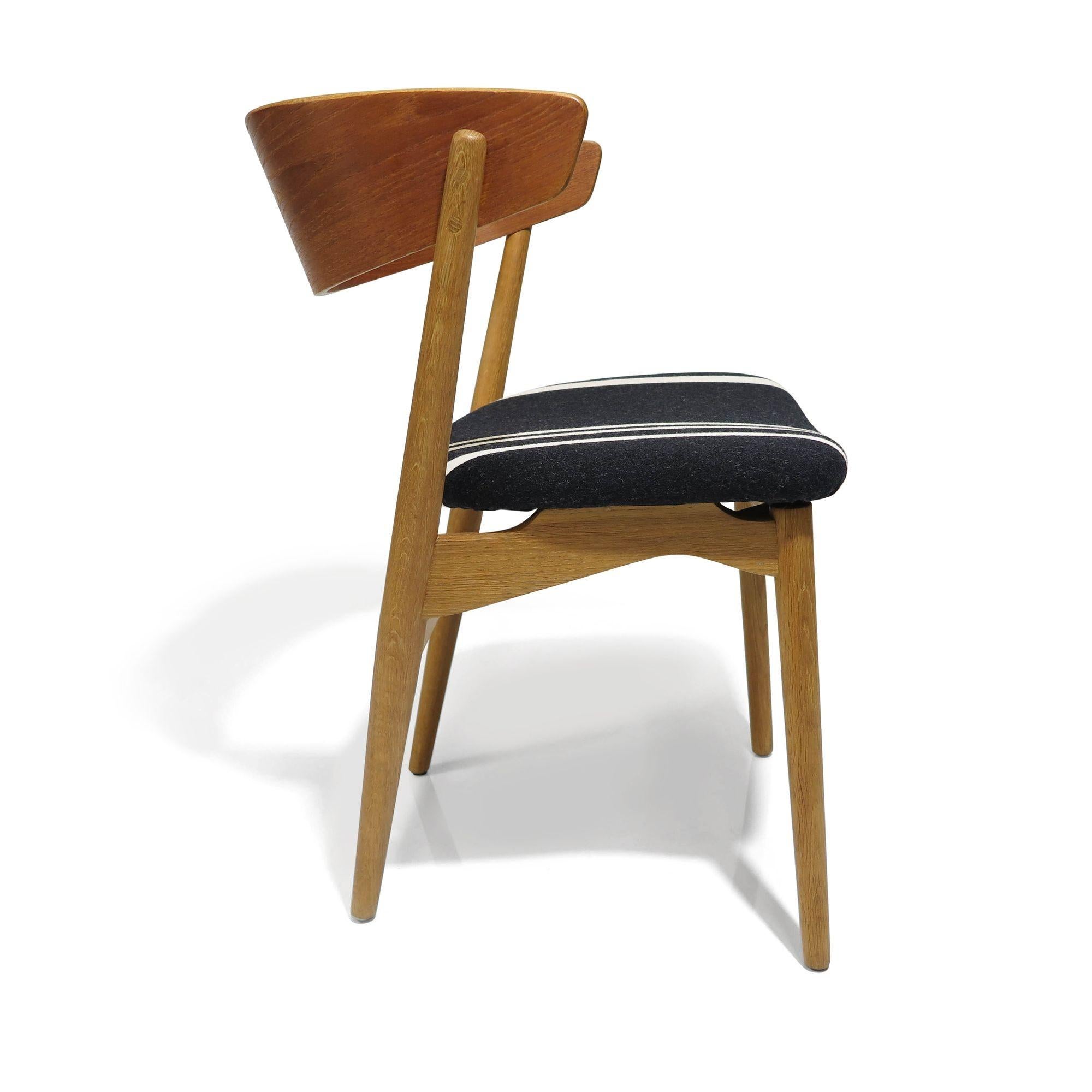 Fabric Four Helge Sibast for Sibast Møbler Teak Oak Dining Chairs For Sale