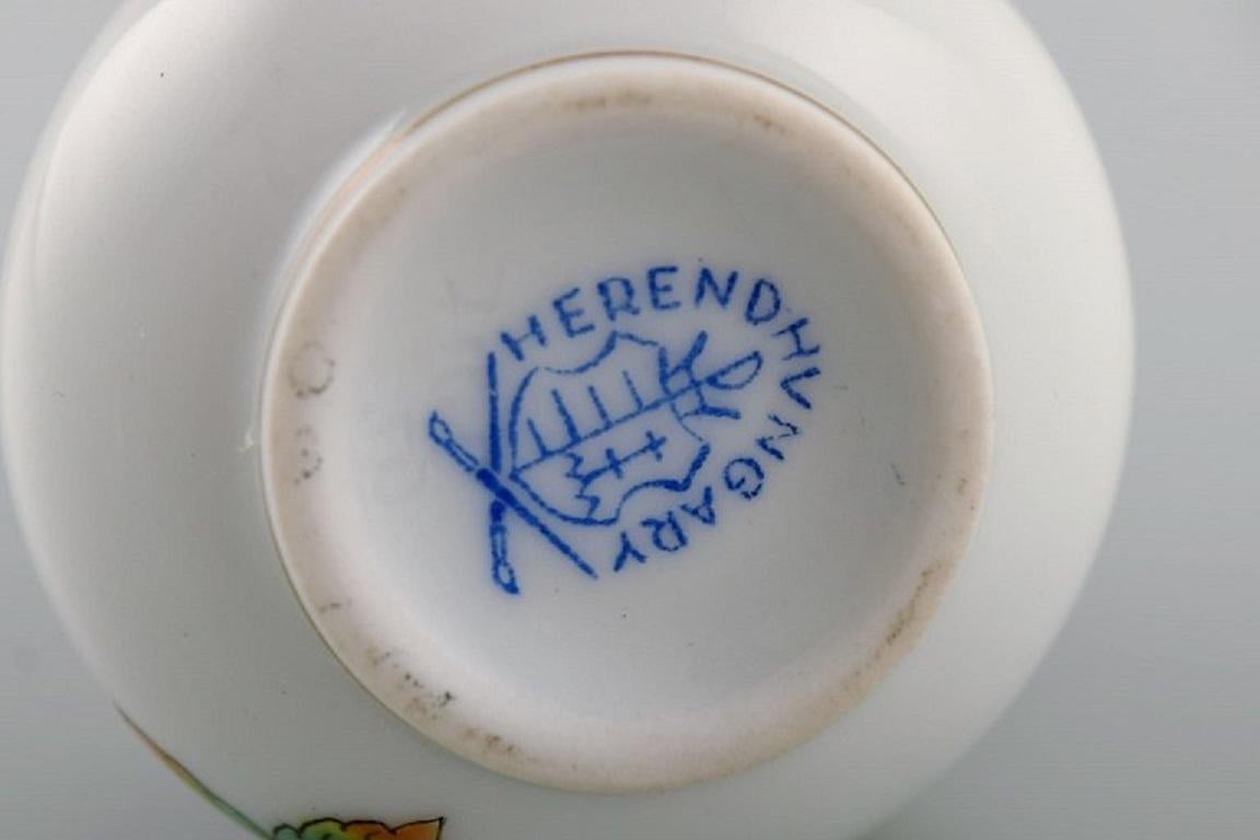 20th Century Four Herend Porcelain Vases with Hand-Painted Flowers and Butterflies