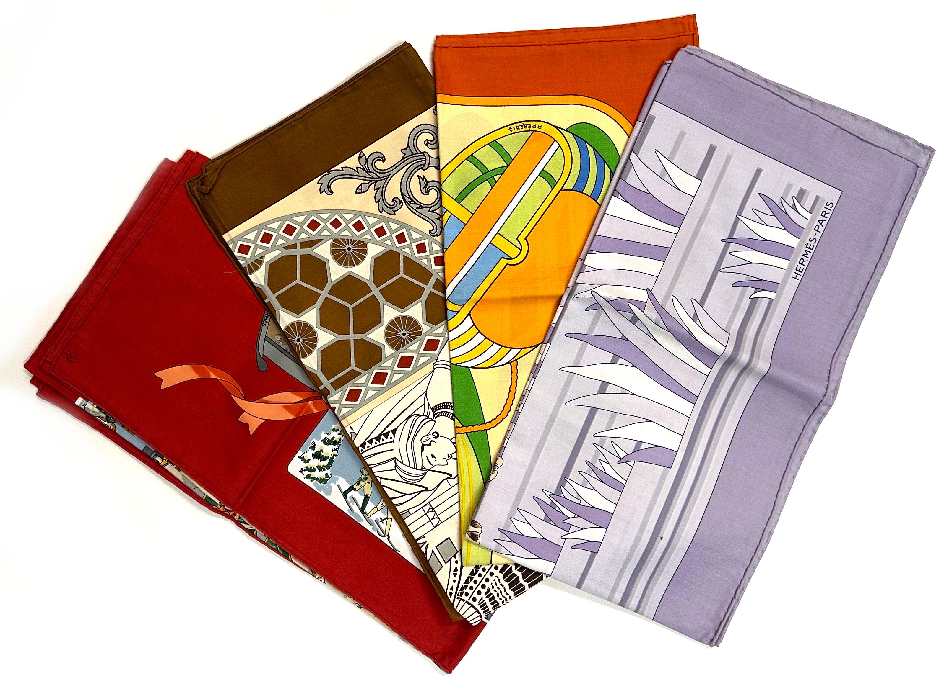 Women's or Men's Four Hermes Cotton Scarves For Sale