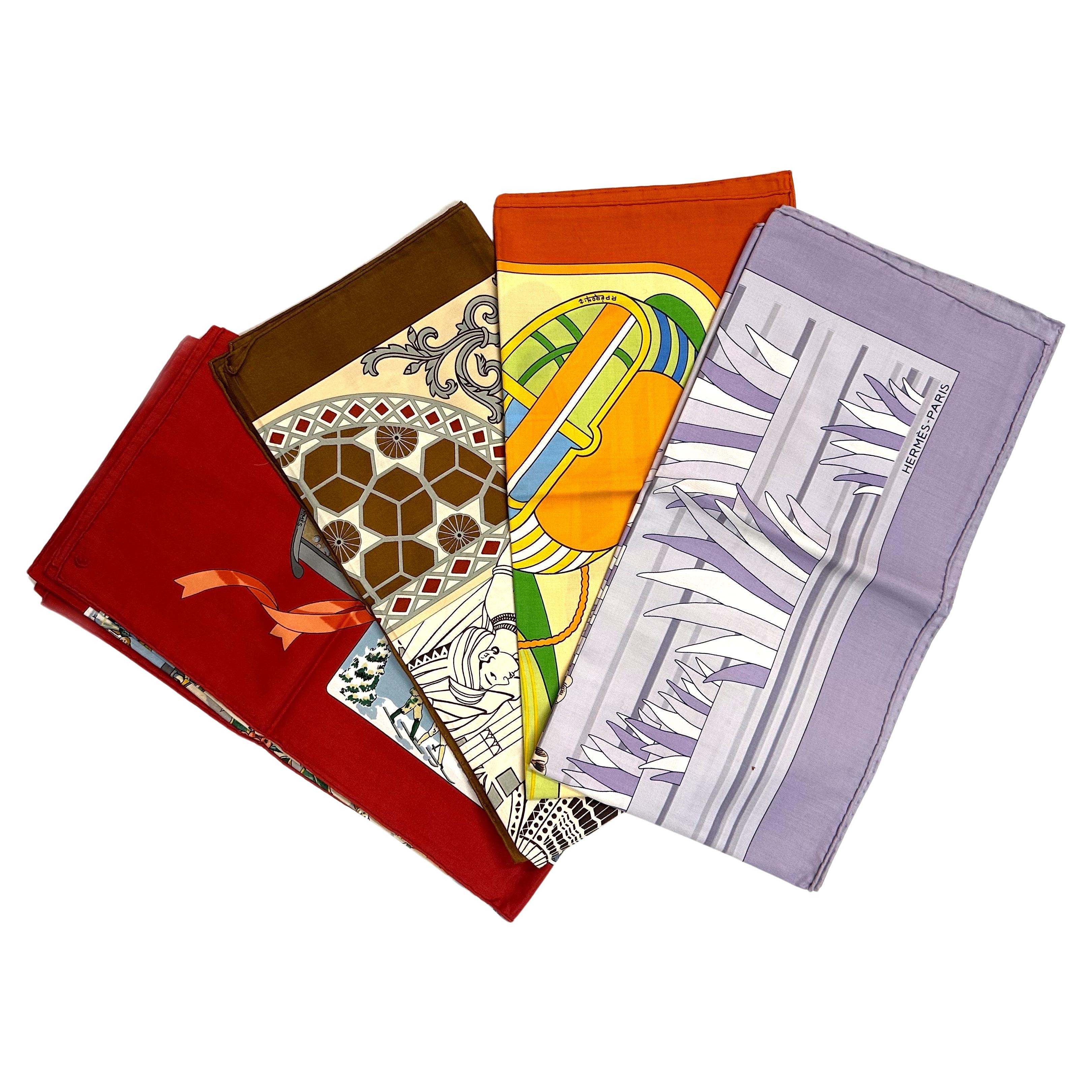 Four Hermes Cotton Scarves For Sale