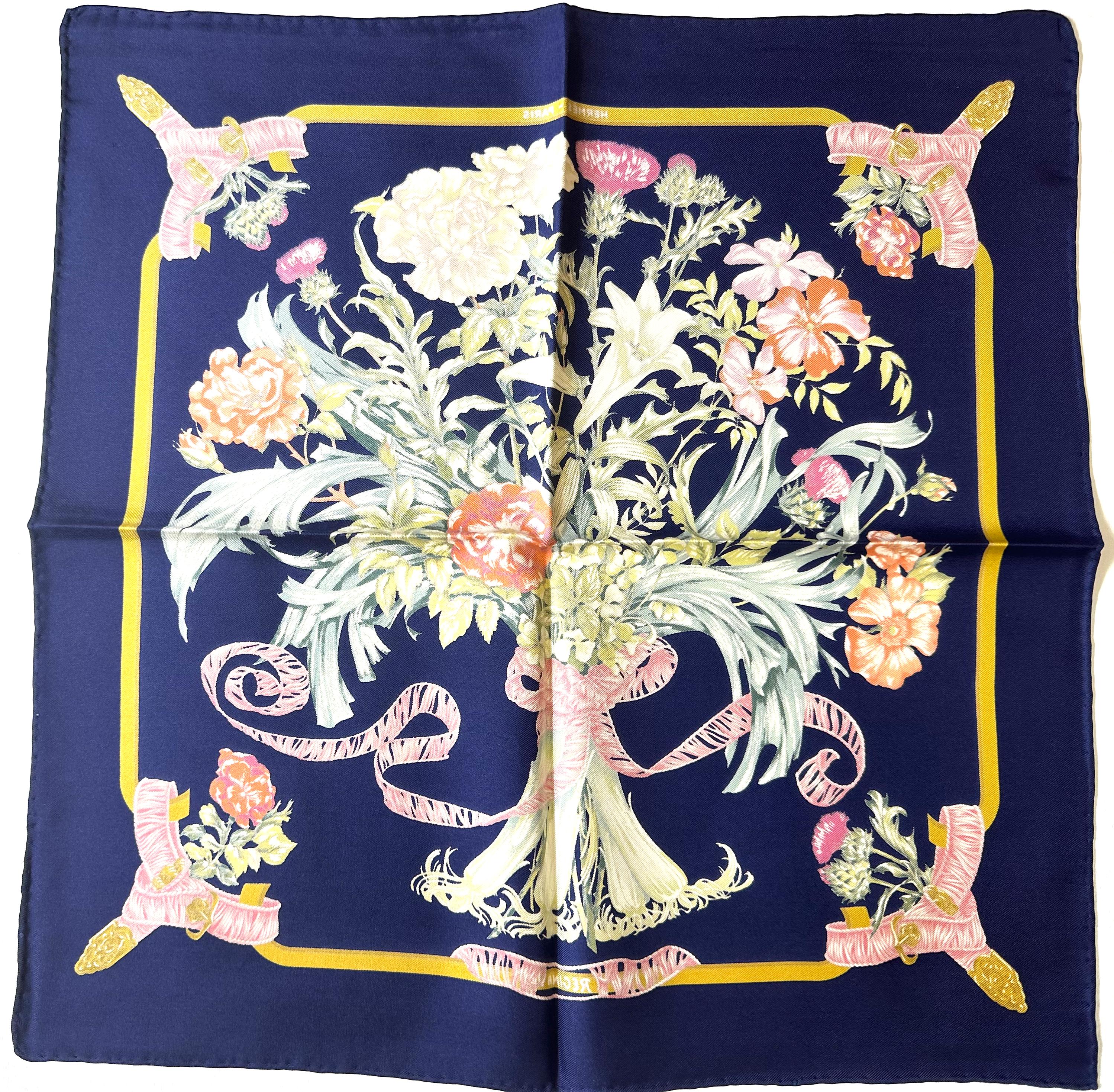 Beige Four Hermes Small Silk Scarves For Sale