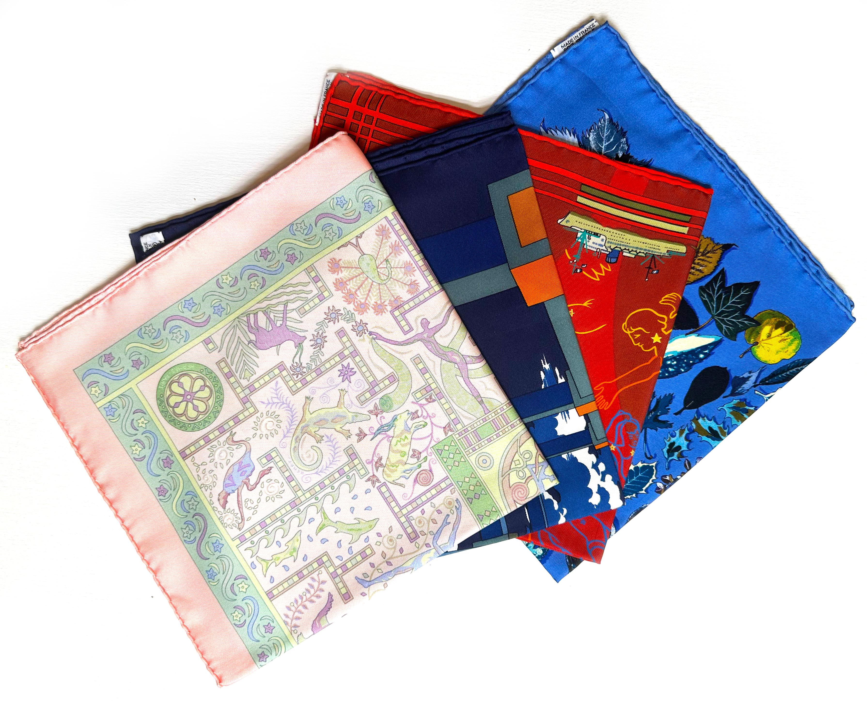 Four Hermes Small Silk Scarves For Sale 2