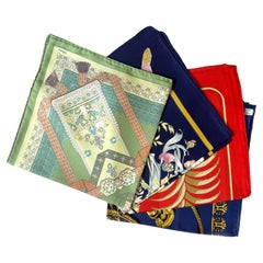 Quattro piccole sciarpe di seta Hermes
