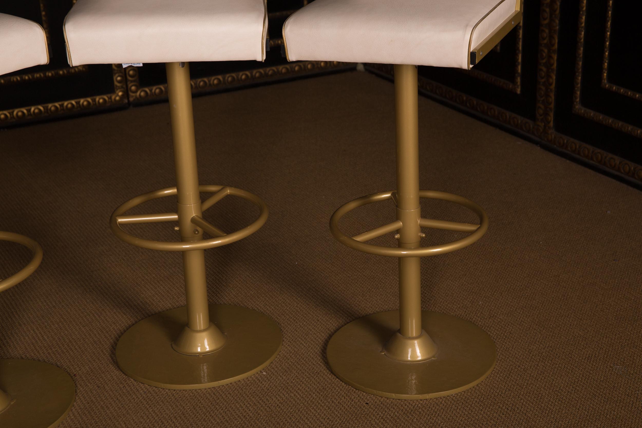 Lacquered Four High Quality Bar Stools Made of Metal in Golden Color