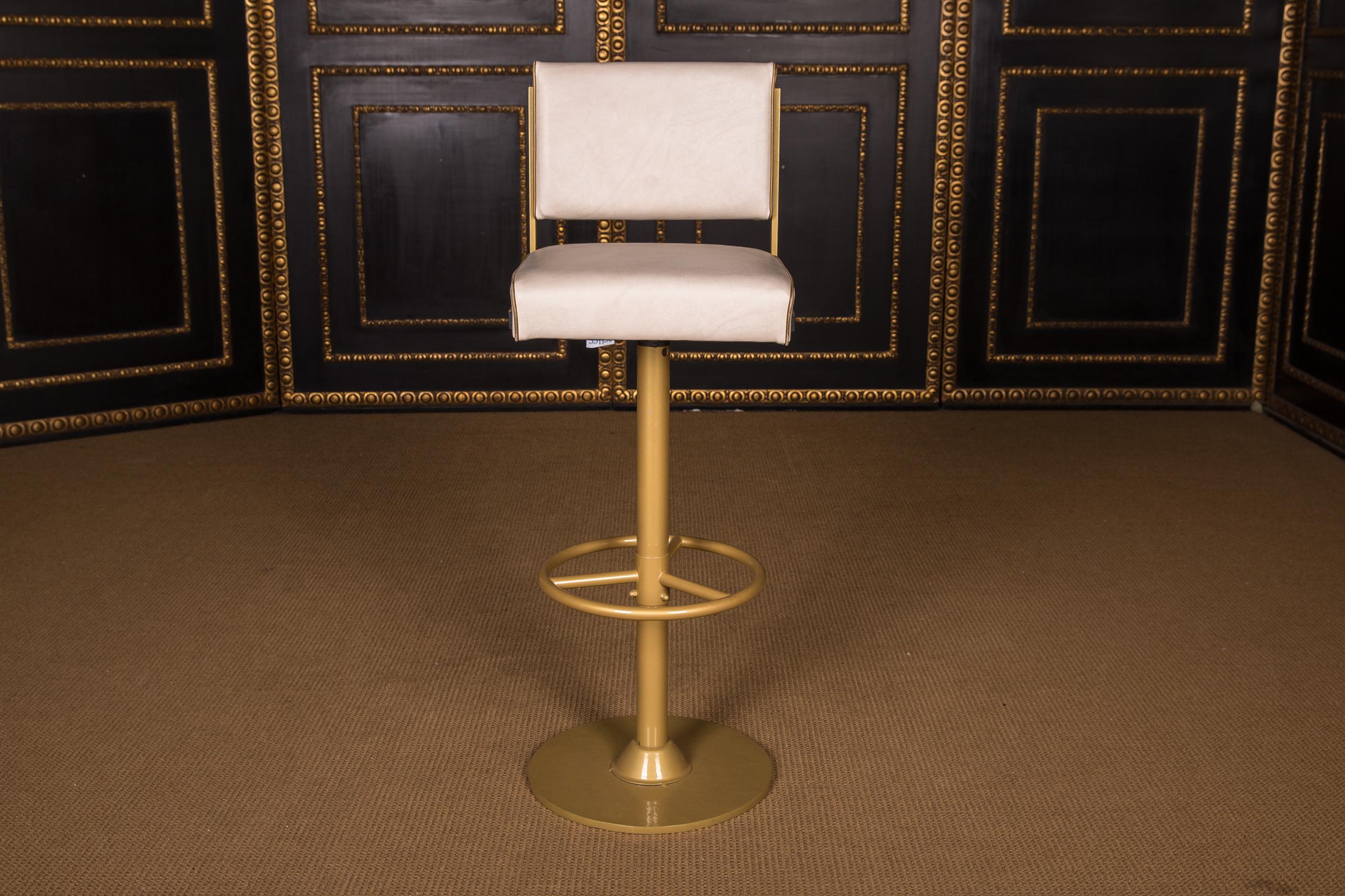 Contemporary Four High Quality Bar Stools Made of Metal in Golden Color