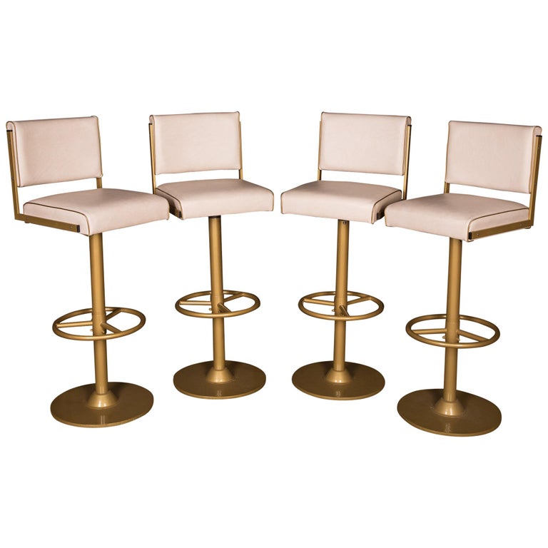 Four High Quality Bar Stools Made Of Metal In Golden Color For Four High Quality Bar Stools Made Of Metal In Golden Color For