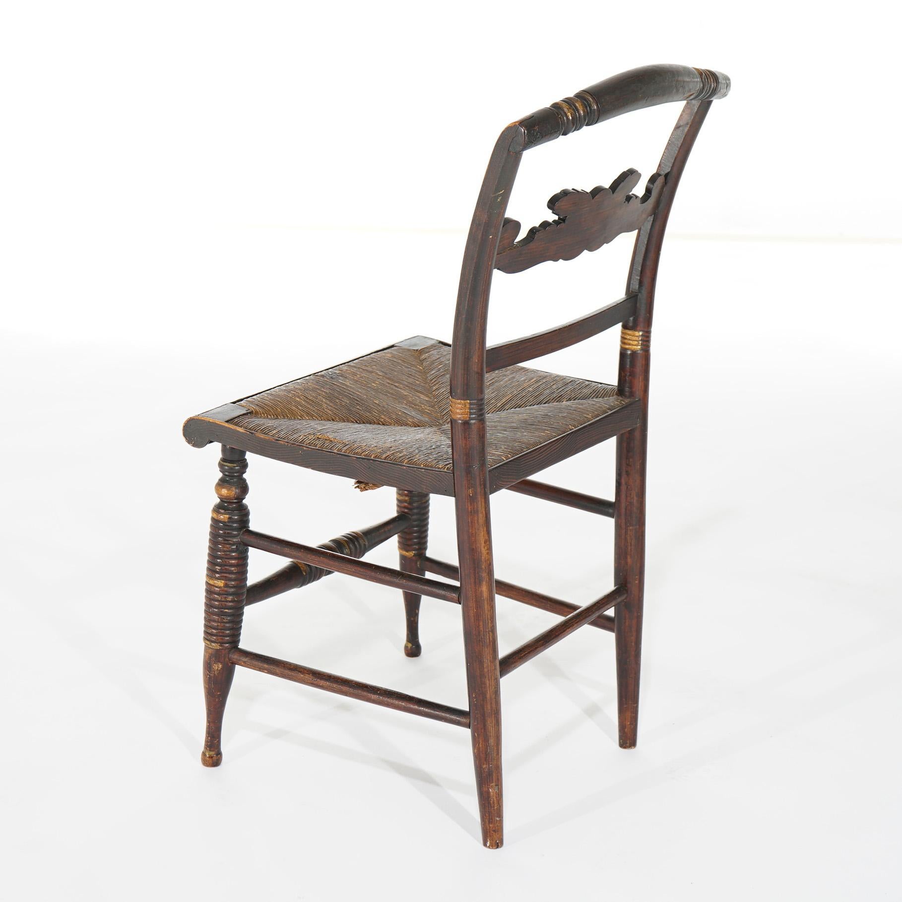Cuatro sillas auxiliares de comedor Hitchcock estarcidas y pintadas c1840 en venta 6