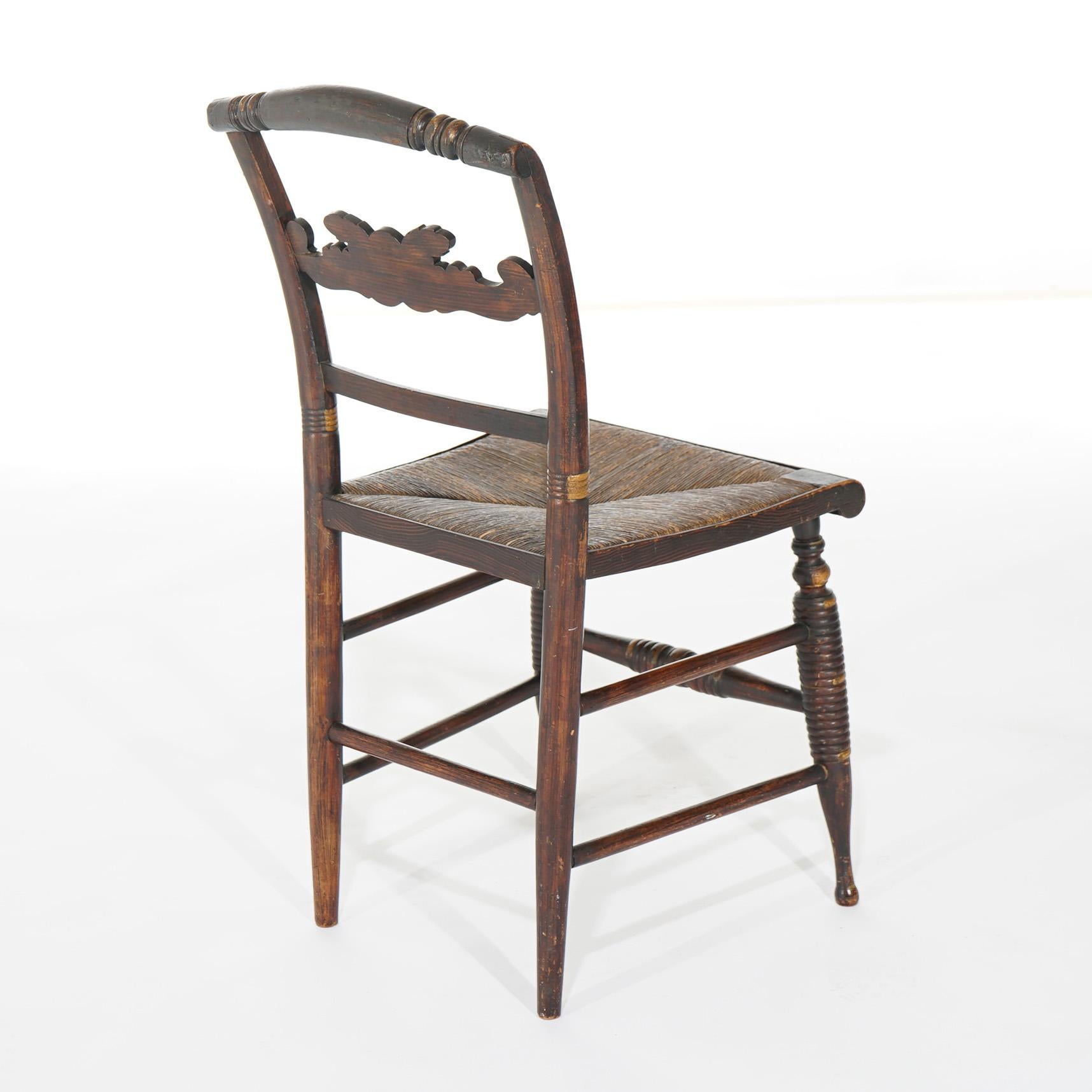 Cuatro sillas auxiliares de comedor Hitchcock estarcidas y pintadas c1840 en venta 7