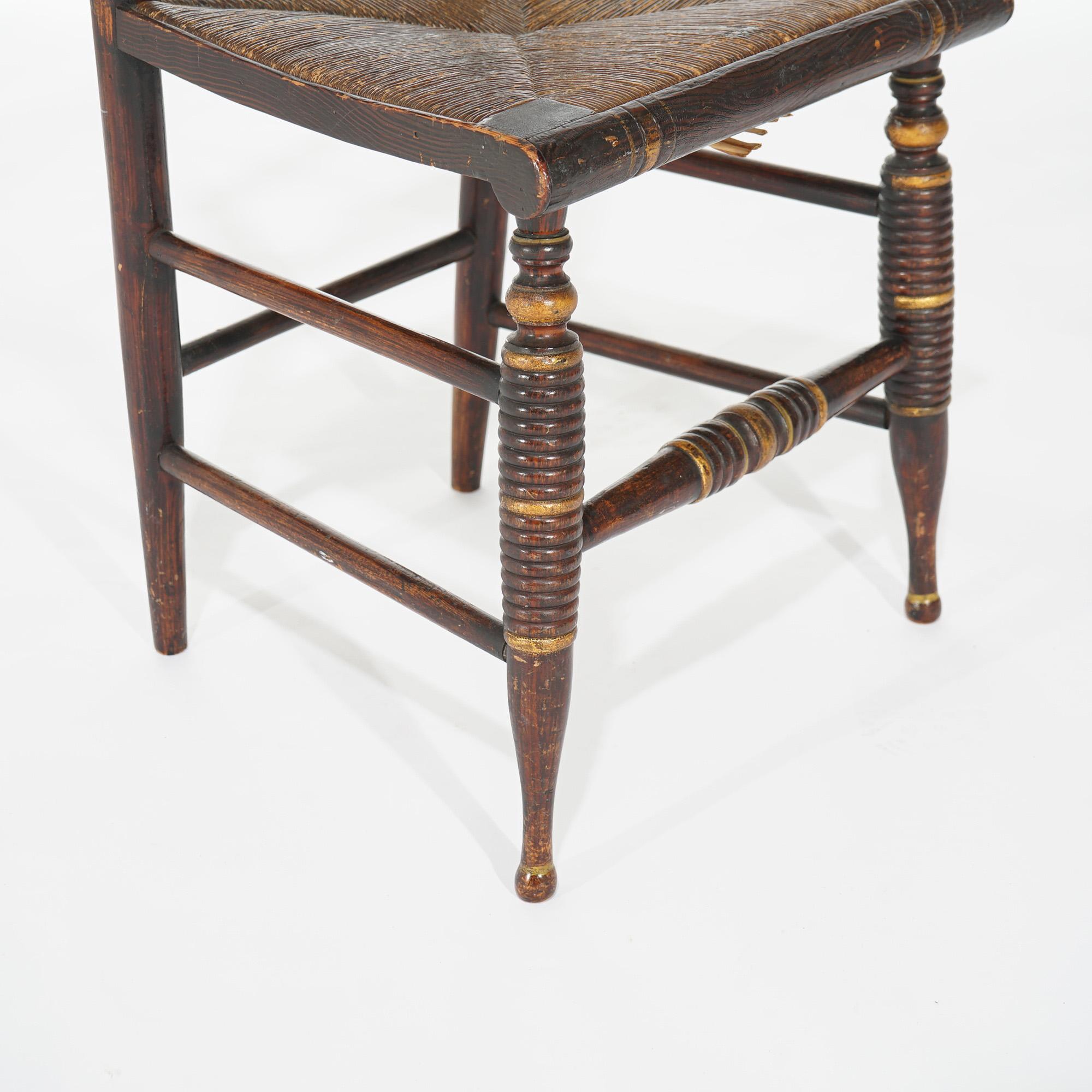 Cuatro sillas auxiliares de comedor Hitchcock estarcidas y pintadas c1840 en venta 8