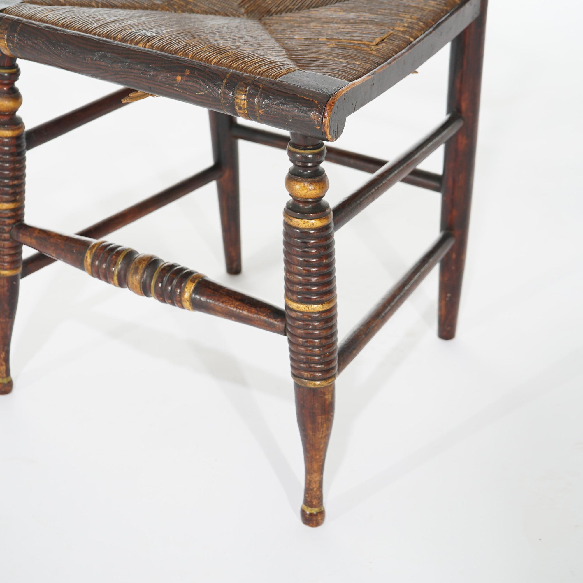 Cuatro sillas auxiliares de comedor Hitchcock estarcidas y pintadas c1840 en venta 9