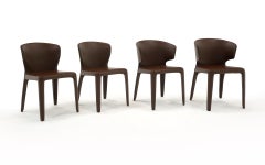Four "Hola" Chairs by Hannes Wettstein for Cassina, Italy, Brown Leather