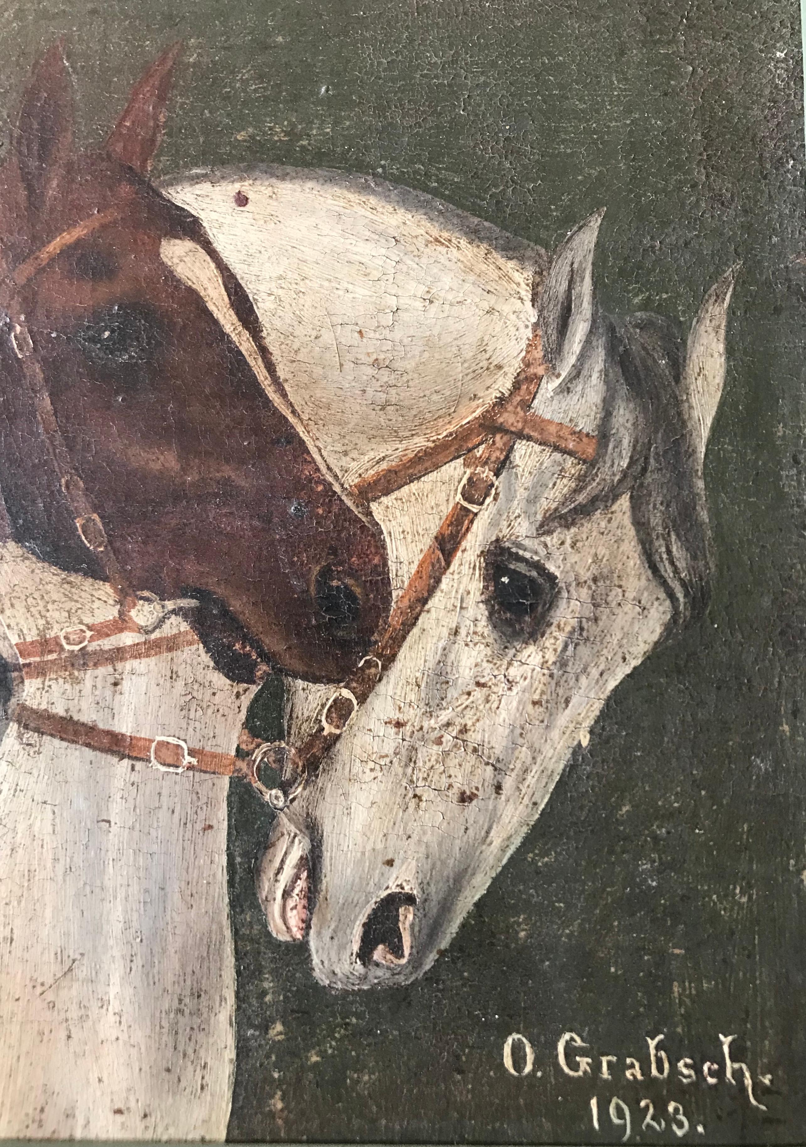 Early 20th Century Four Horses, O.Grabsch 1923 For Sale
