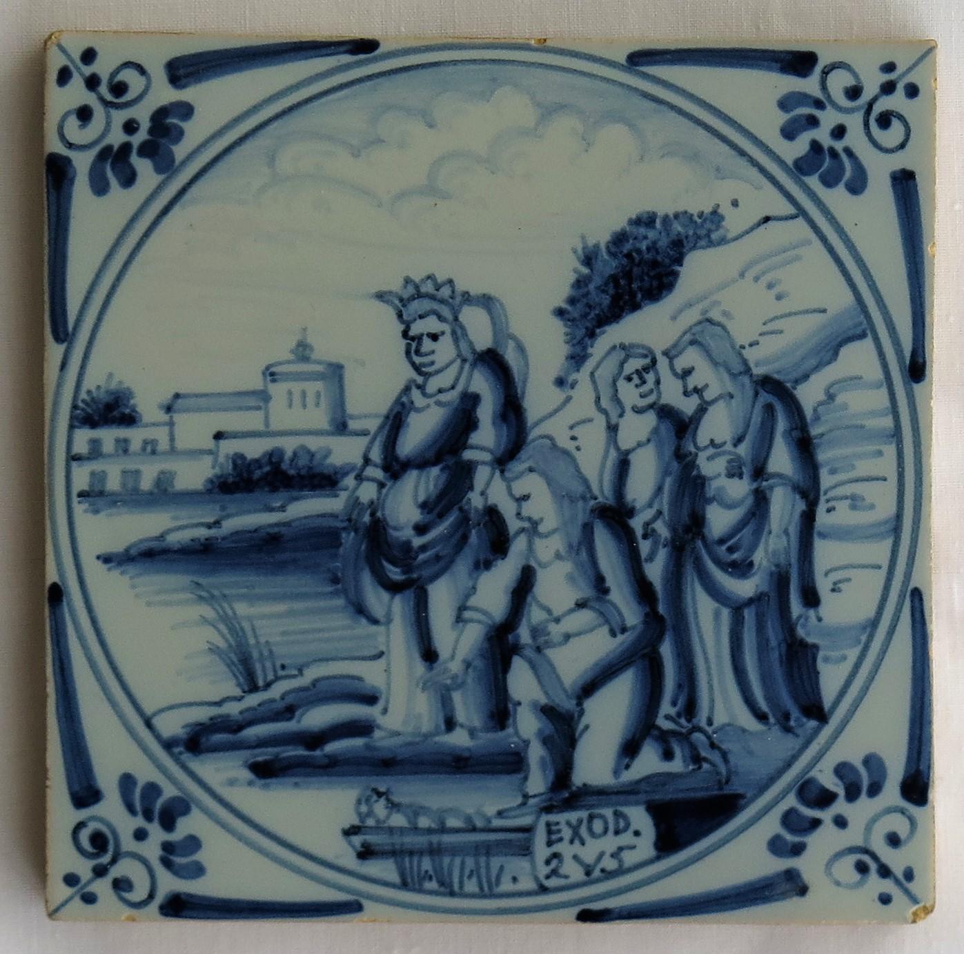 FOUR Individual Ceramic Delft Wall Tiles Hand Painted, 19th Century For Sale 1