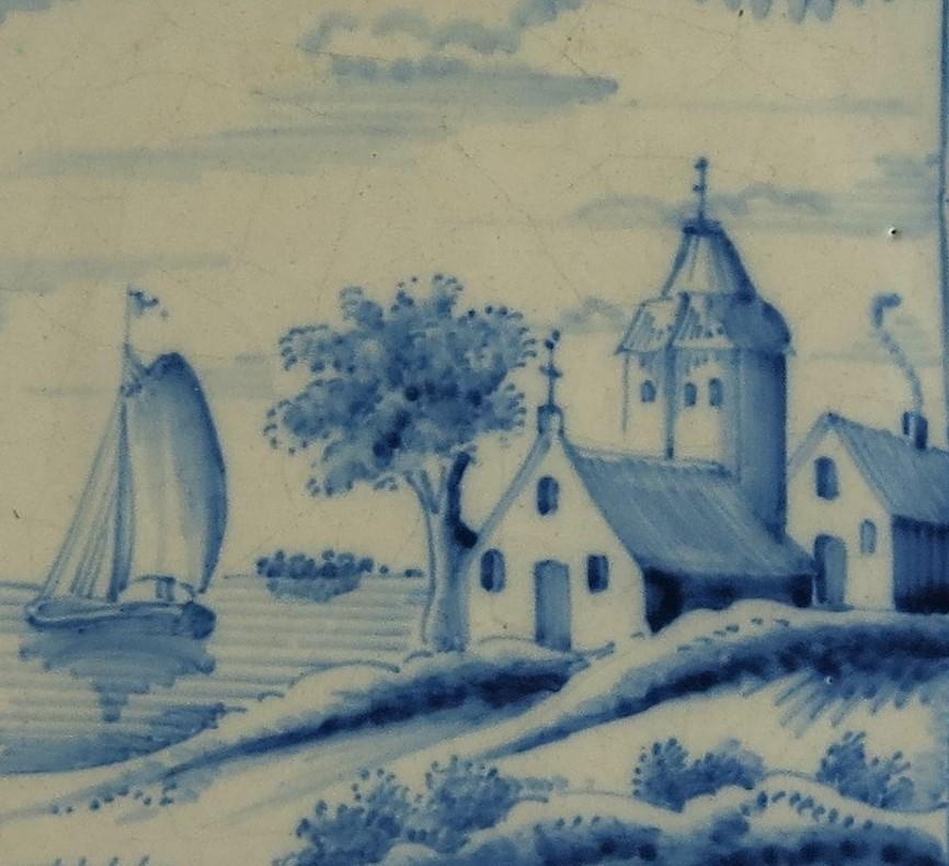 VIER individuelle keramische Delft-Wandfliesen, handbemalt, 19. Jahrhundert (Keramik) im Angebot