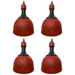 Used Four Industrial Pendant Lights, Budapest, 1950s