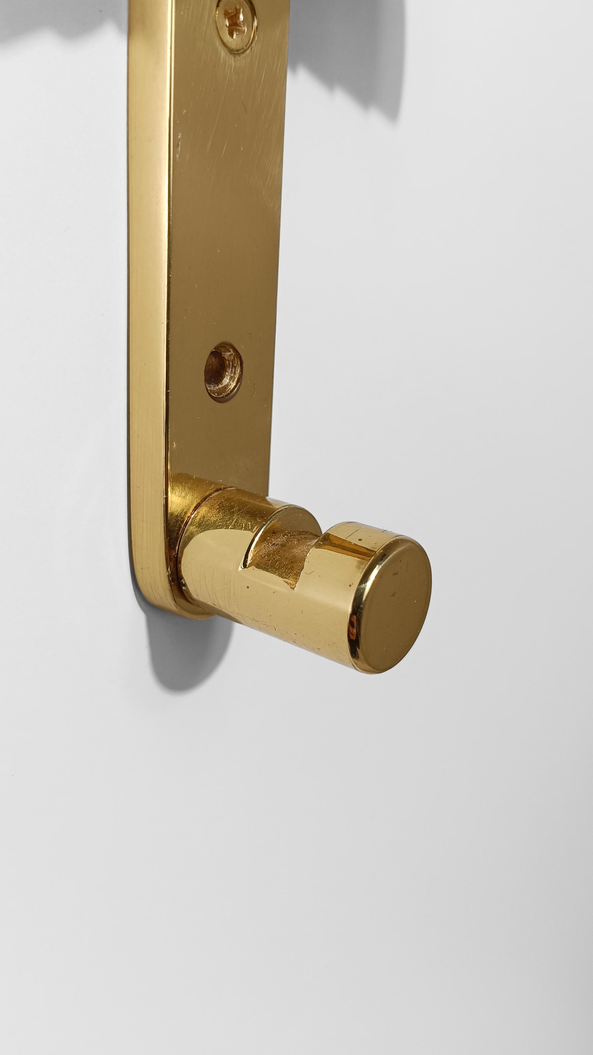Four Italian Brass Coat Hook Model SE 314, designed By Ettore Sottsass, 80s For Sale 5