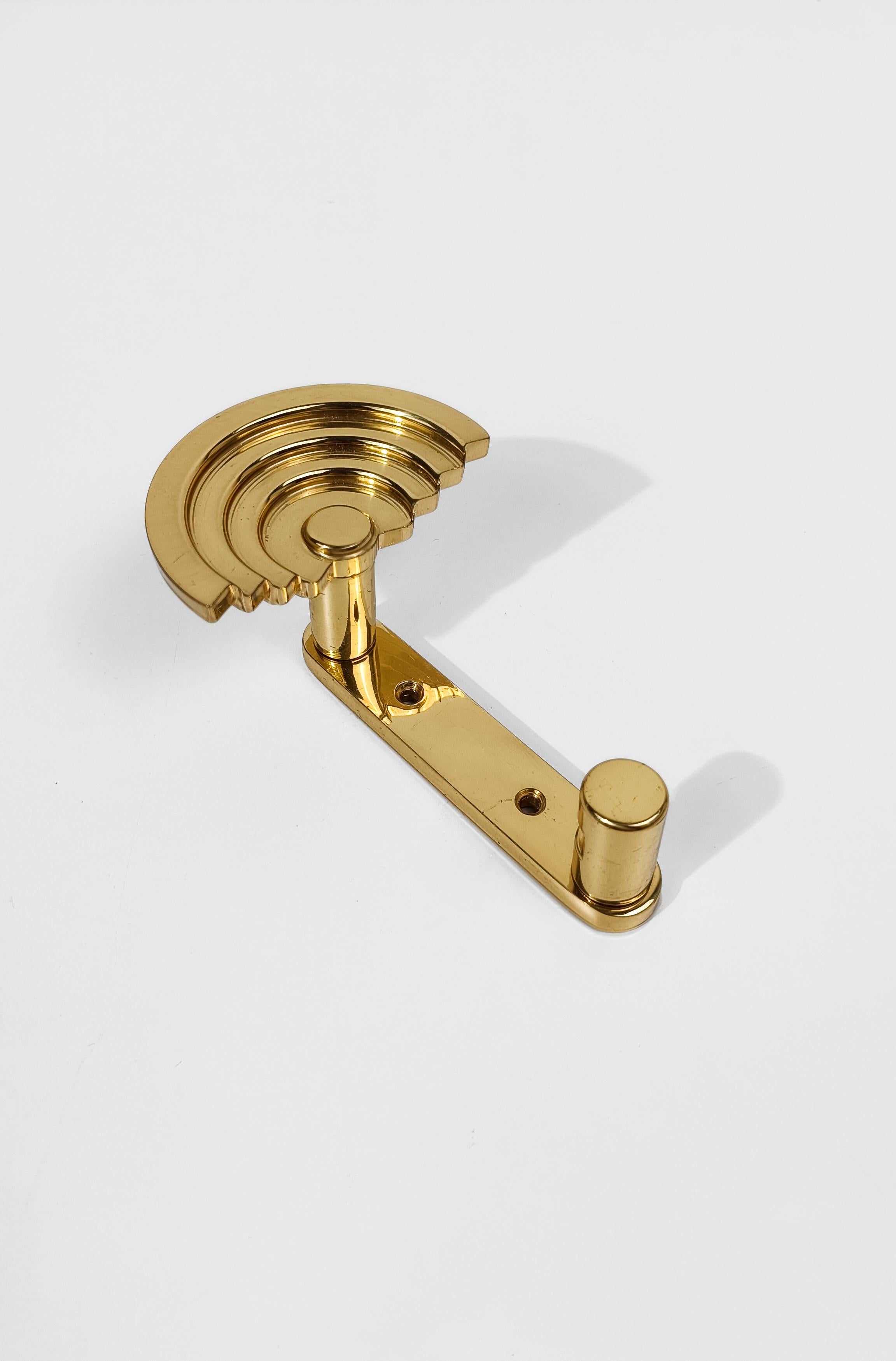 Four Italian Brass Coat Hook Model SE 314, designed By Ettore Sottsass, 80s For Sale 8