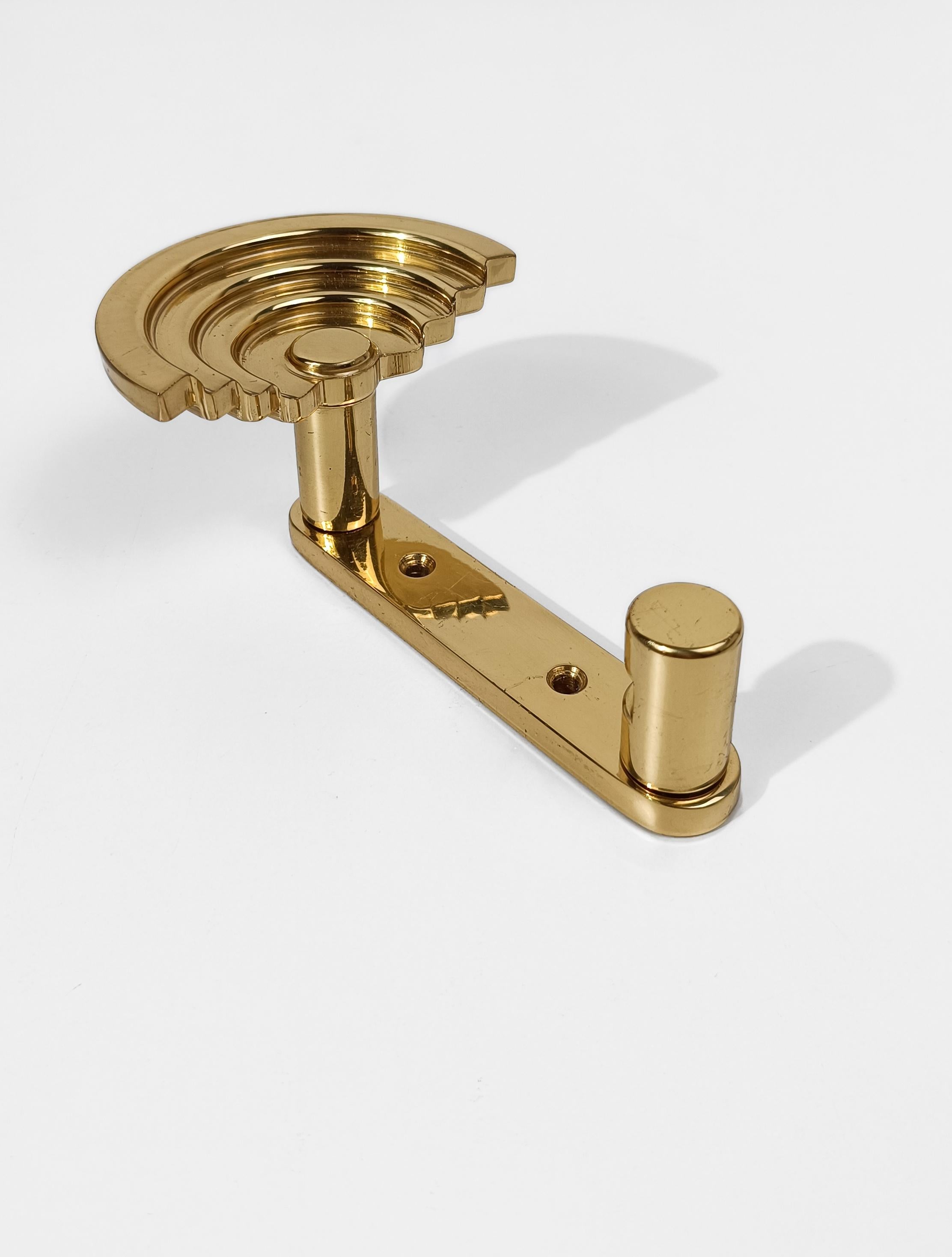 Four Italian Brass Coat Hook Model SE 314, designed By Ettore Sottsass, 80s For Sale 9