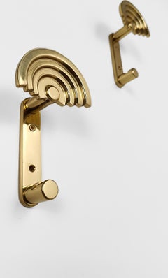 Four Italian Brass Coat Hook Model SE 314, designed By Ettore Sottsass, 80s