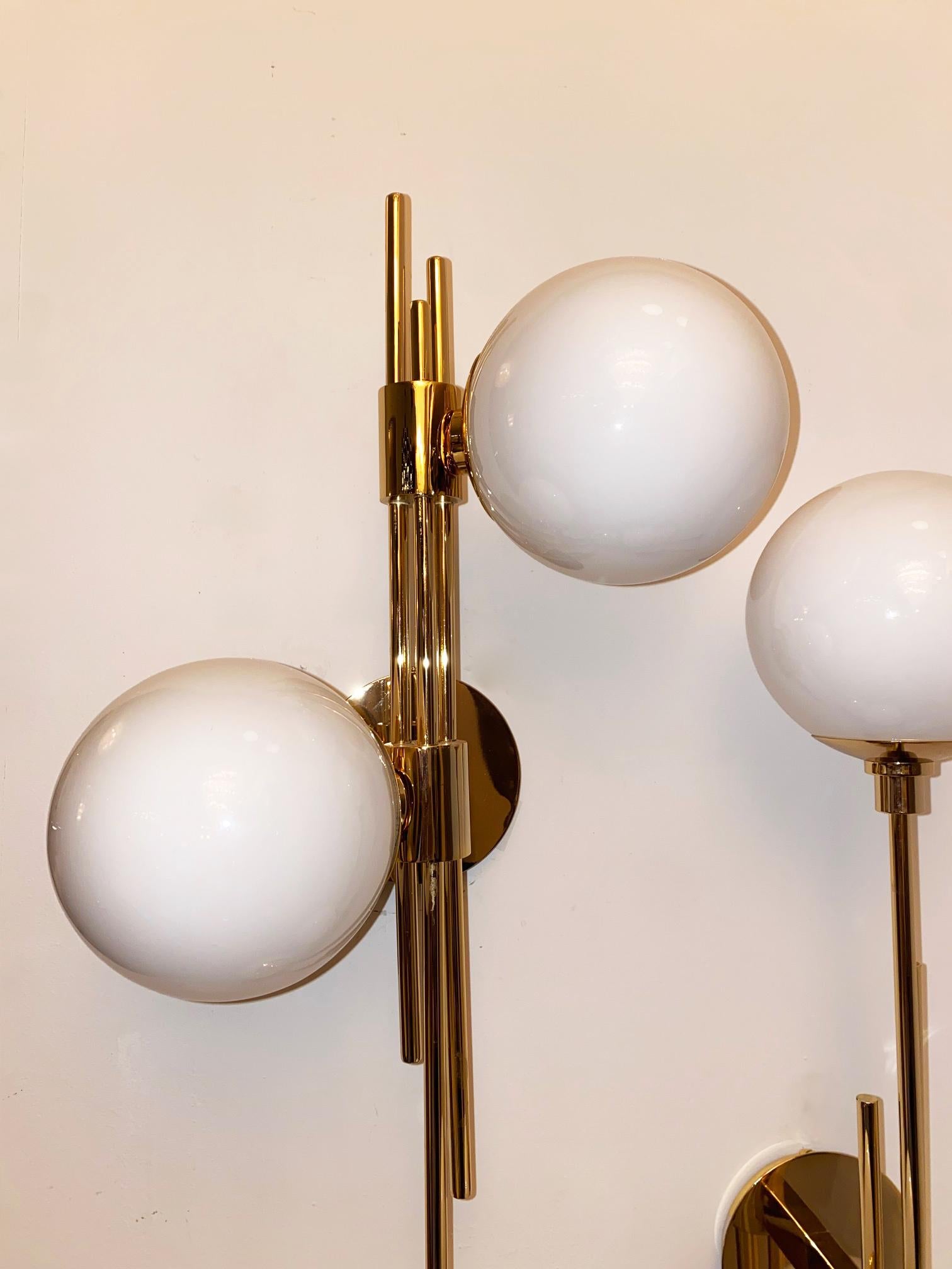 Mid-Century Modern  Four Italian Brass Gold Plated Wall Sconces, in Stock